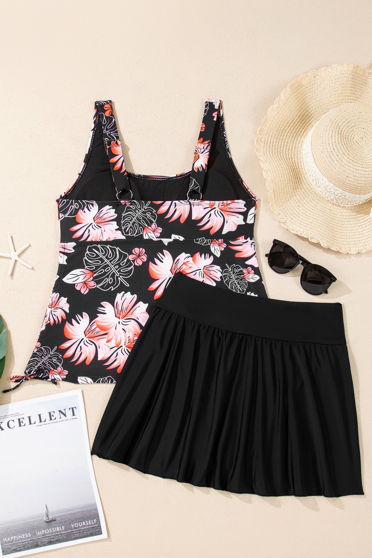 Blue Scoop Neck Adjustable Tankini and Matching Skort Bathing Suit