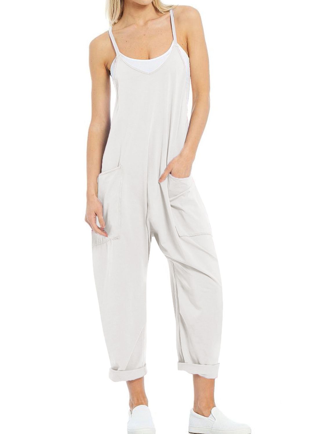 Spaghetti Strap Jumpsuit with Pockets-TOPS / DRESSES-[Adult]-[Female]-2022 Online Blue Zone Planet