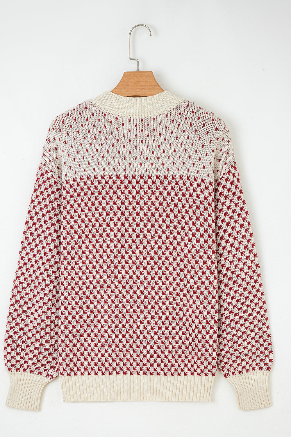 Red Contrast Color Pattern Lantern Sleeve Sweater-TOPS / DRESSES-[Adult]-[Female]-2022 Online Blue Zone Planet