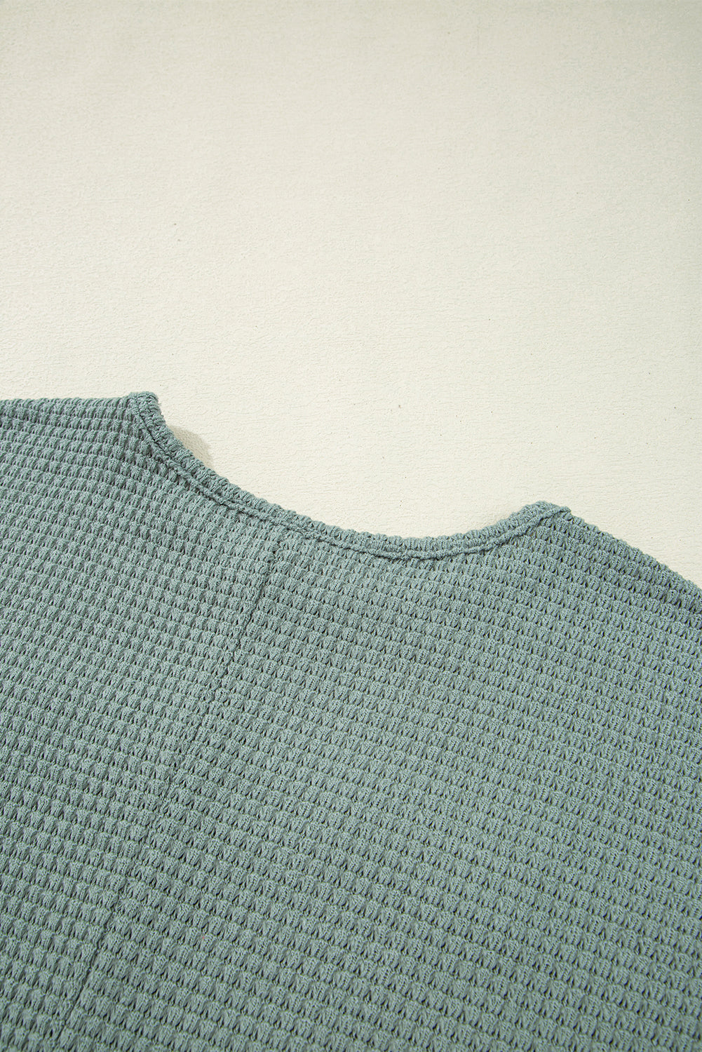 Mist Green Lace Patchwork Waffle Short Sleeve Top-Tops/Tops & Tees-[Adult]-[Female]-2022 Online Blue Zone Planet
