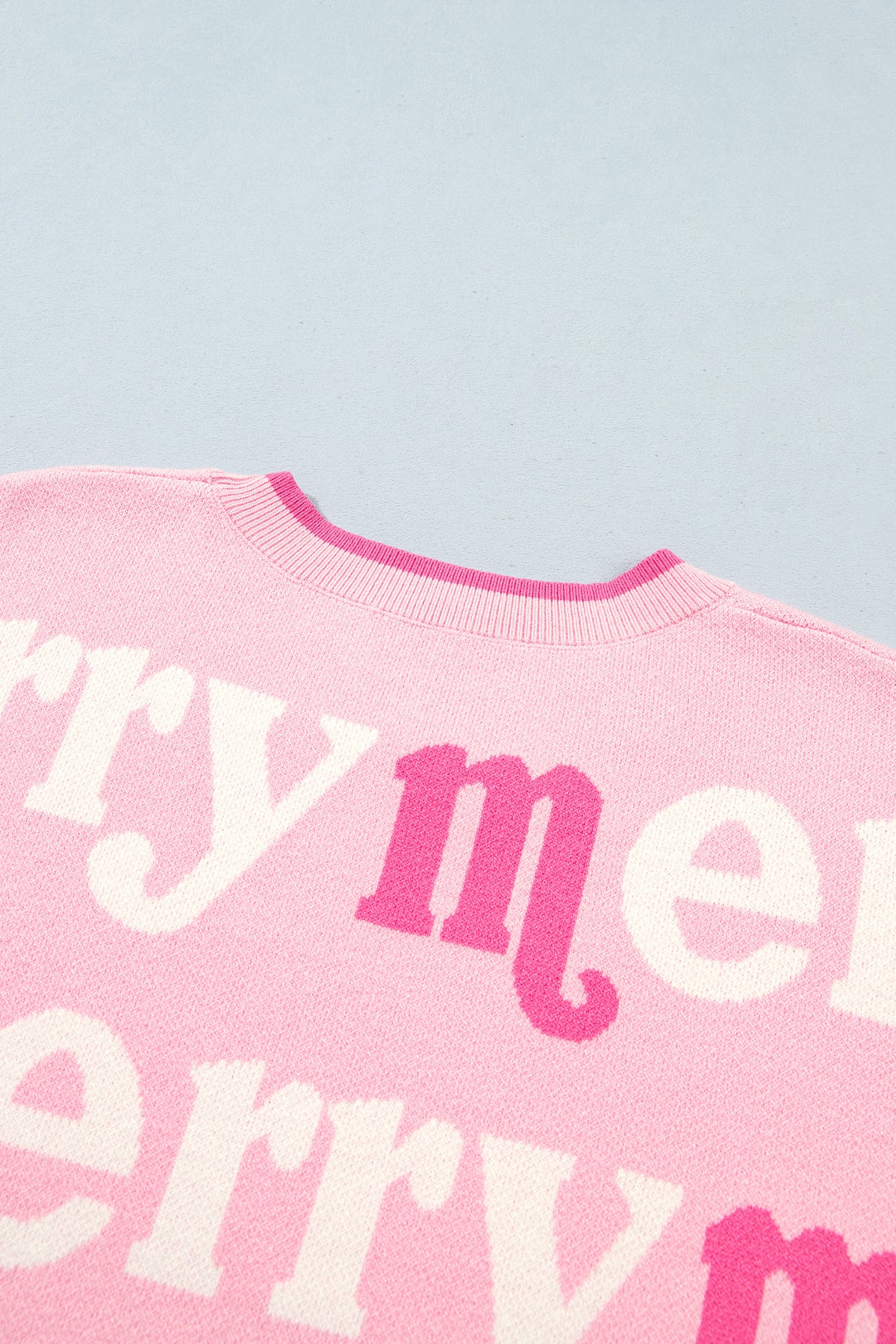 Pink All Over Merry Me Graphic Round Neck Knit Sweater-TOPS / DRESSES-[Adult]-[Female]-2022 Online Blue Zone Planet
