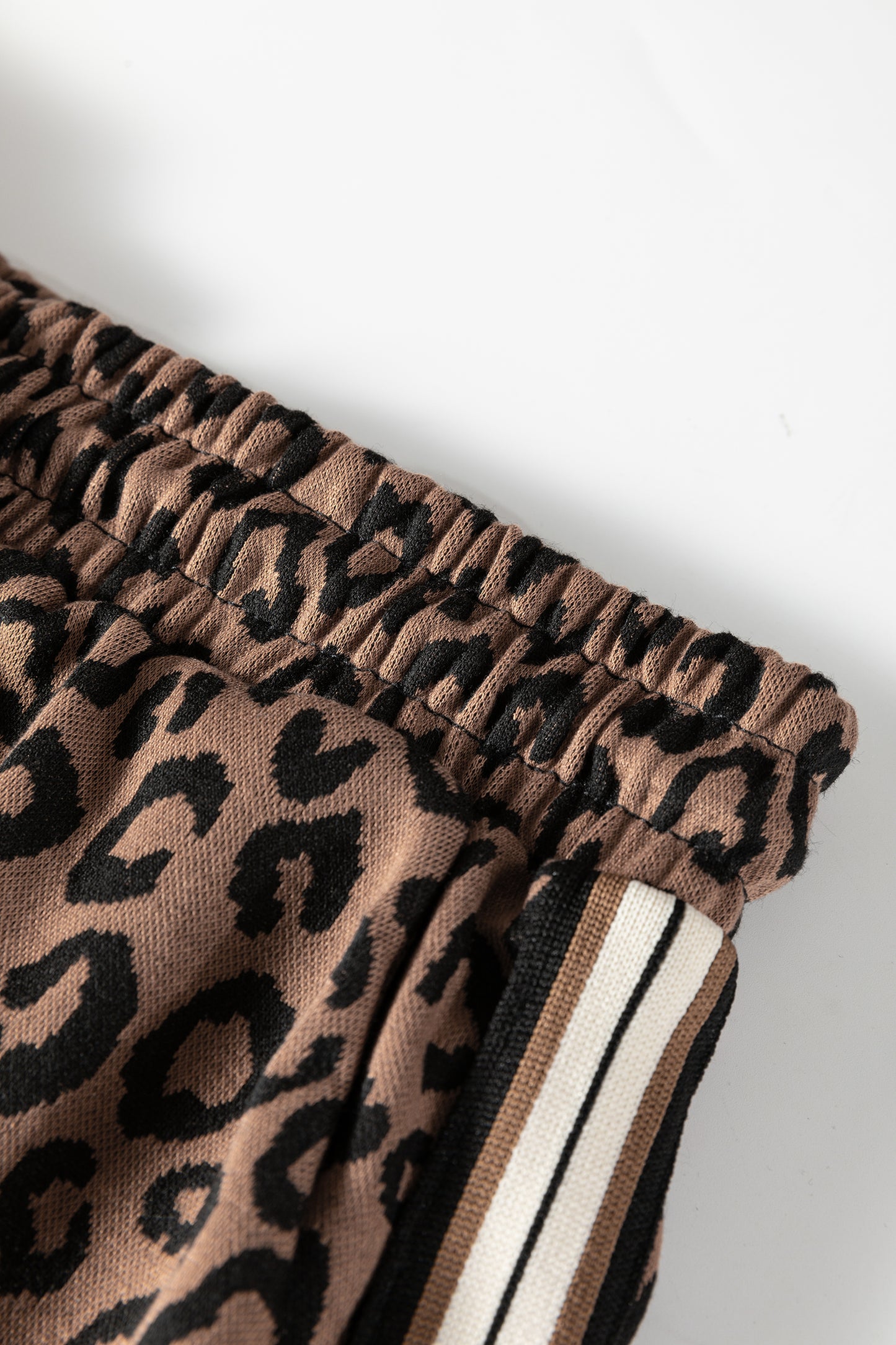 Khaki Leopard Print Quarter Zip Long Sleeve Top Mini Skirt Set-Two Piece Sets/Two Piece Dresses-[Adult]-[Female]-2022 Online Blue Zone Planet