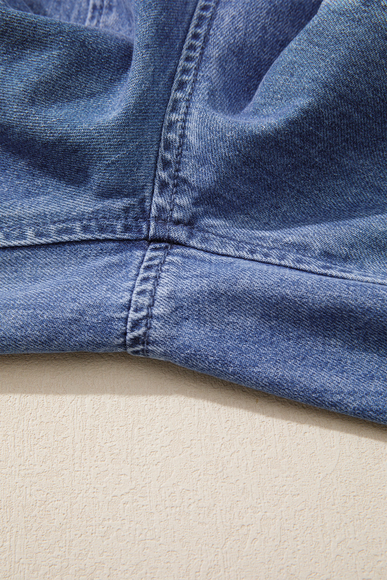 Dusk Blue High Rise Buttons Pleated Cropped Wide Leg Denim Pants-Bottoms/Jeans-[Adult]-[Female]-2022 Online Blue Zone Planet