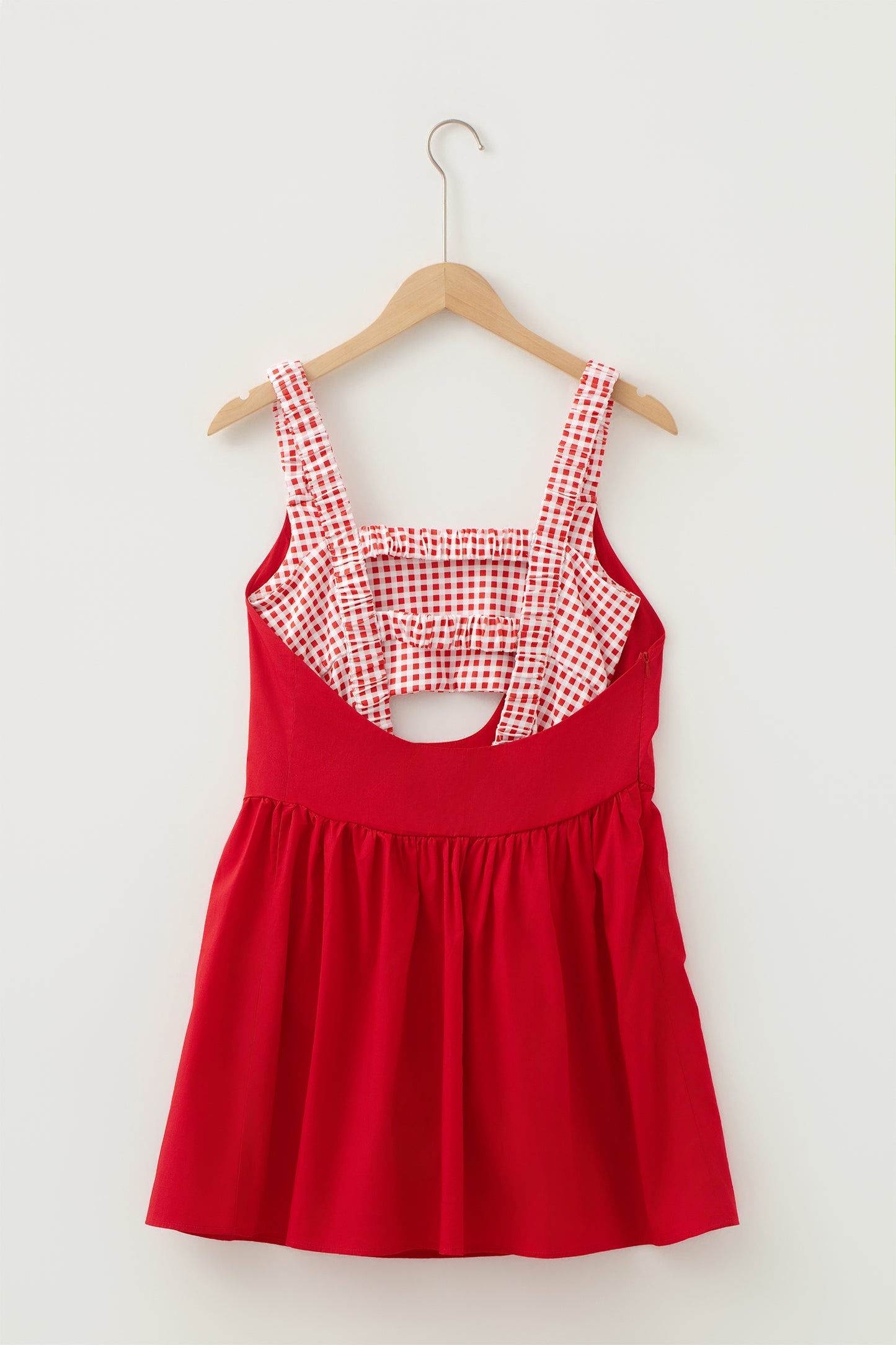 Yellow Cream Faux Two Piece Gingham Contrast Patchwork Loose Mini Dress-TOPS / DRESSES-[Adult]-[Female]-2022 Online Blue Zone Planet