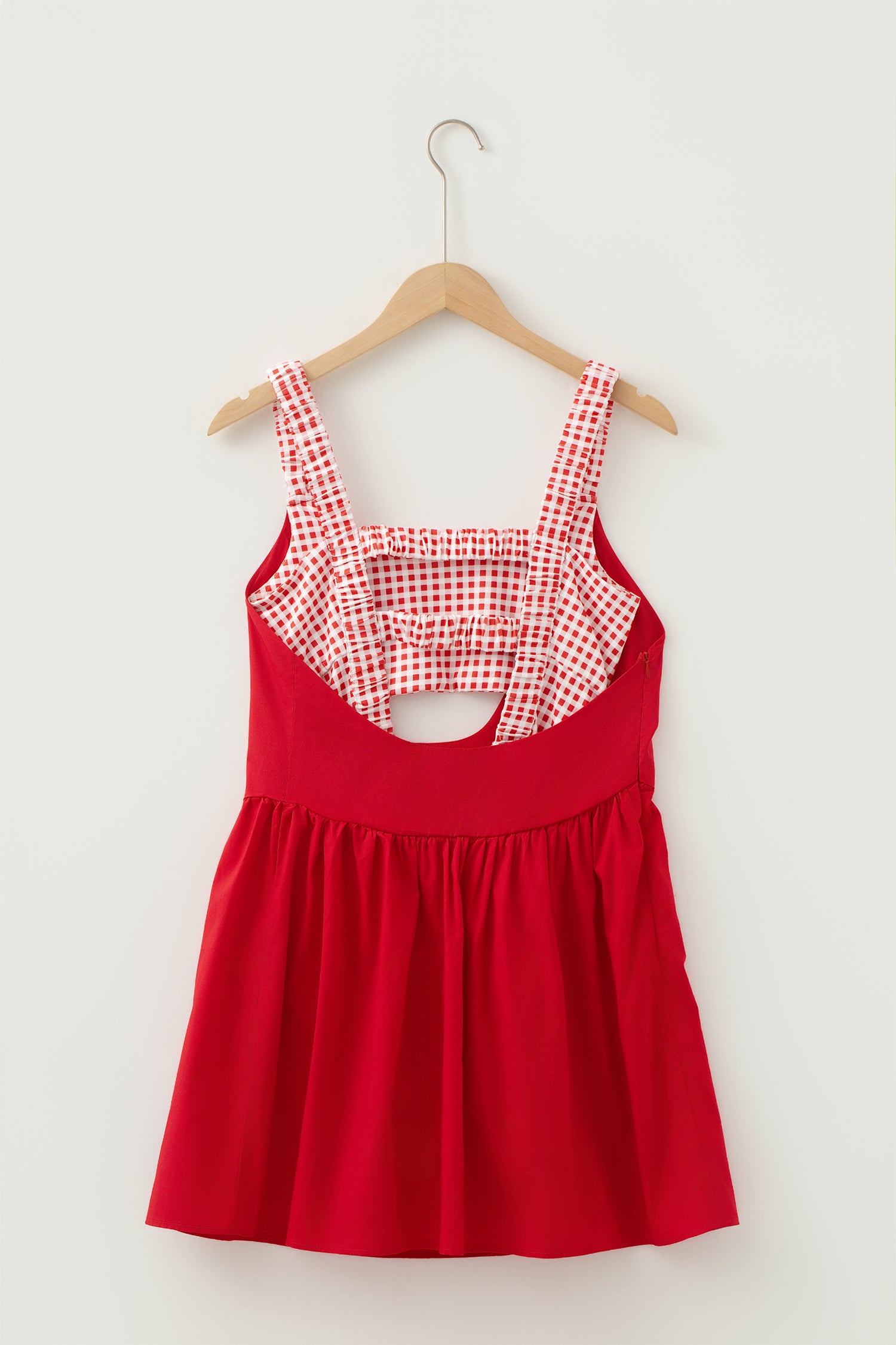Yellow Cream Faux Two Piece Gingham Contrast Patchwork Loose Mini Dress-TOPS / DRESSES-[Adult]-[Female]-2022 Online Blue Zone Planet