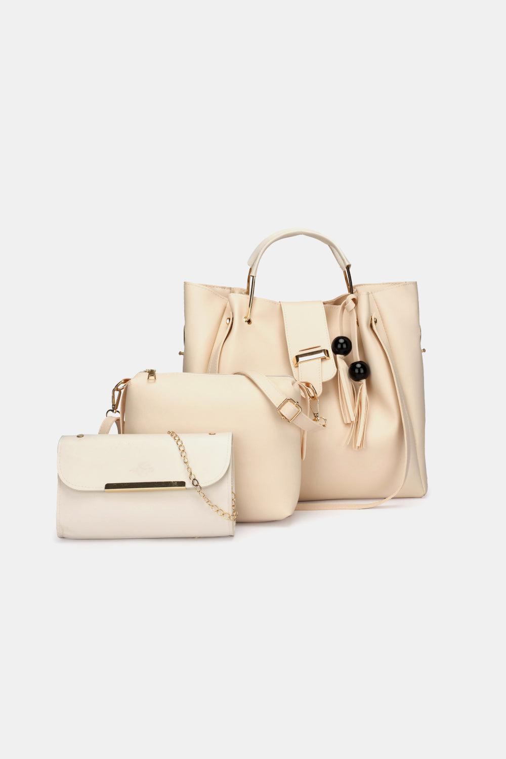 Women 3 Pieces Set Handbag (Brown Strap): Handbags