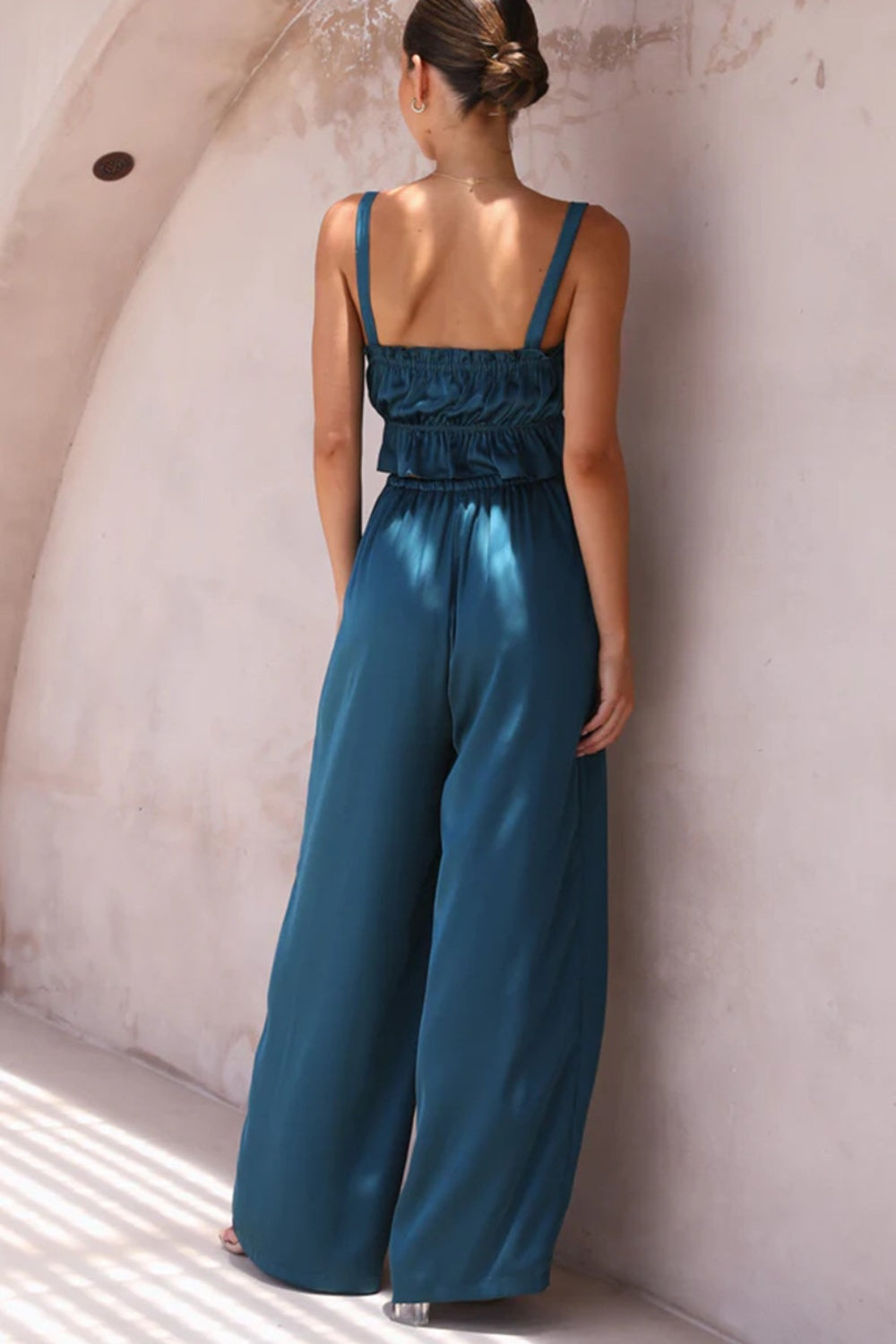 Blue Zone Planet | Ruffled Sleeveless Top and Wide Leg Pants Set-TOPS / DRESSES-[Adult]-[Female]-2022 Online Blue Zone Planet