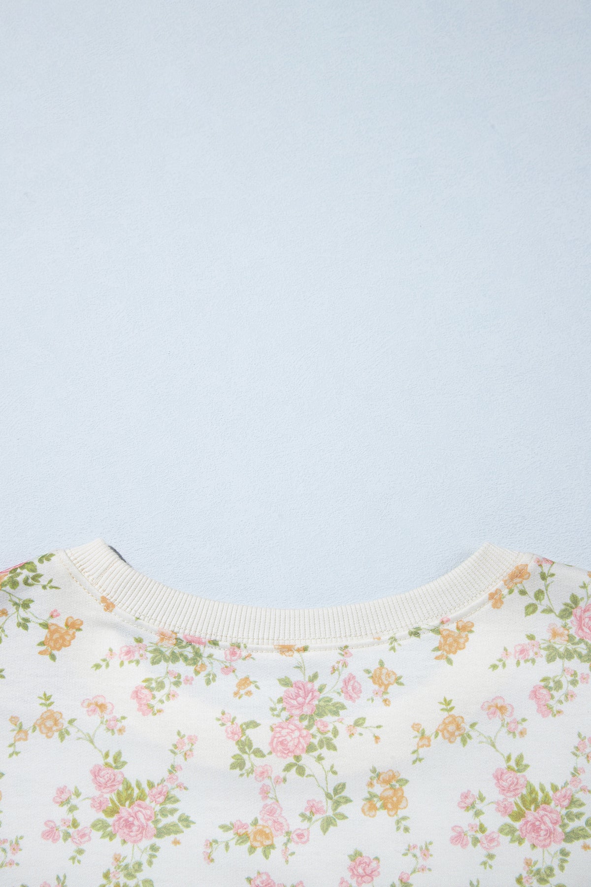 Beige Floral Print Long Sleeve Shift Top Pocketed Shorts 2pcs Set-Two Piece Sets/Short Sets-[Adult]-[Female]-2022 Online Blue Zone Planet