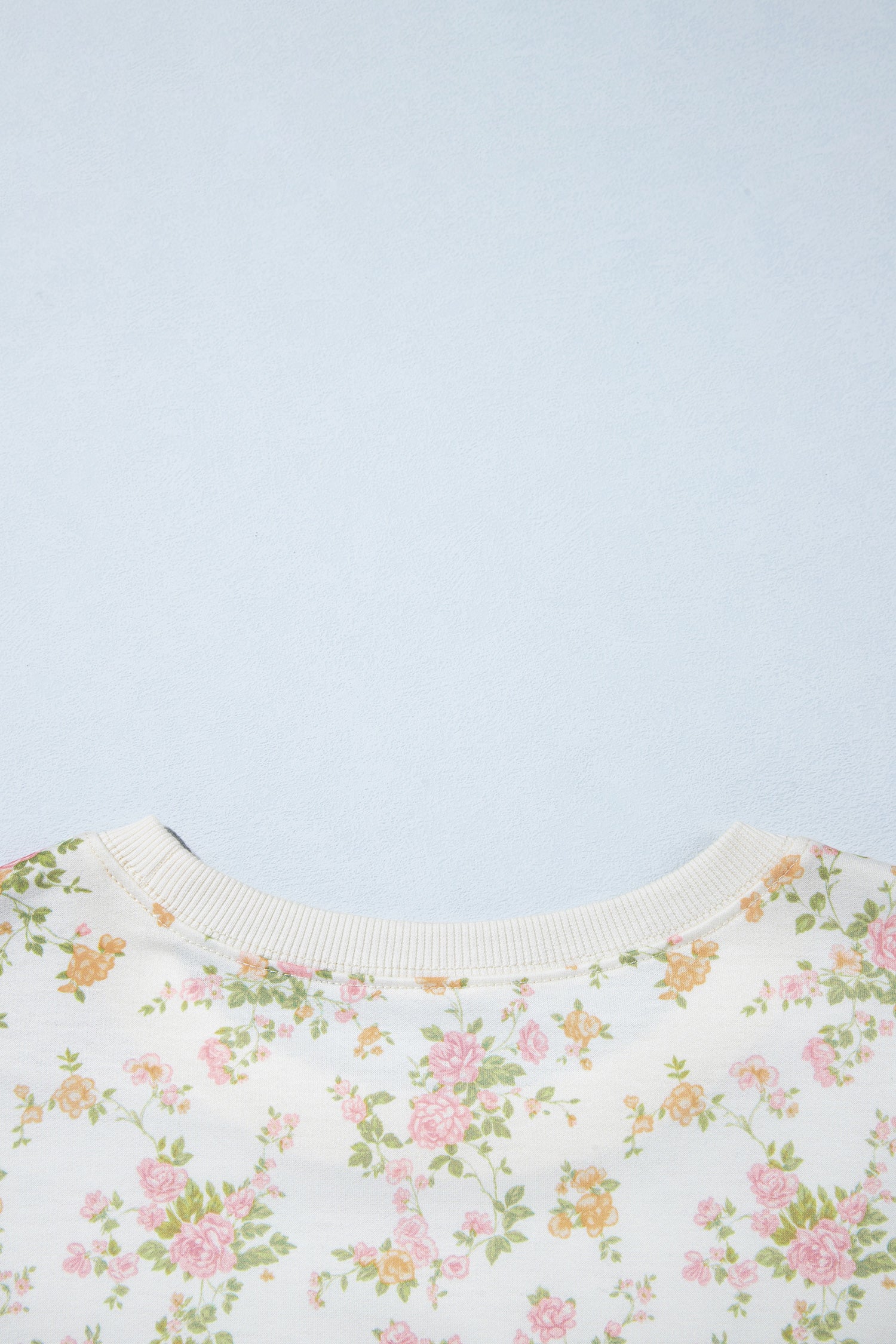 Beige Floral Print Long Sleeve Shift Top Pocketed Shorts 2pcs Set-Two Piece Sets/Short Sets-[Adult]-[Female]-2022 Online Blue Zone Planet