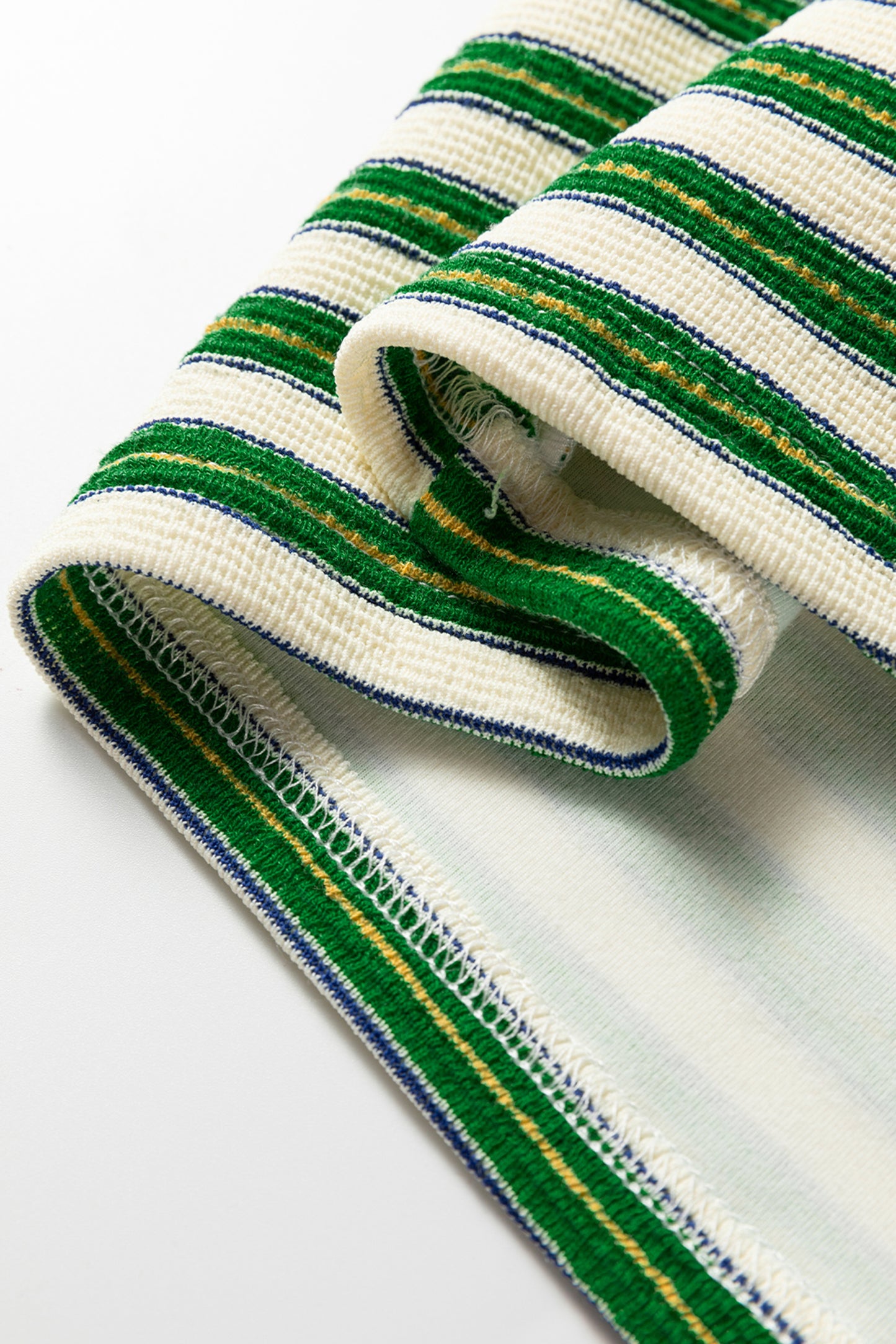 Dark Green Striped Print Contrast Collar Zip V Neck Long Sleeve Top-Tops/Long Sleeve Tops-[Adult]-[Female]-2022 Online Blue Zone Planet