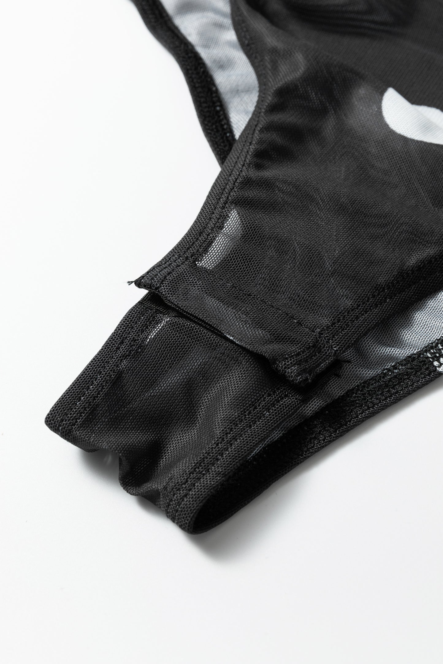 Black Vintage Polka Dot Print Mesh Long Sleeve Bodysuit-Tops/Bodysuits-[Adult]-[Female]-2022 Online Blue Zone Planet