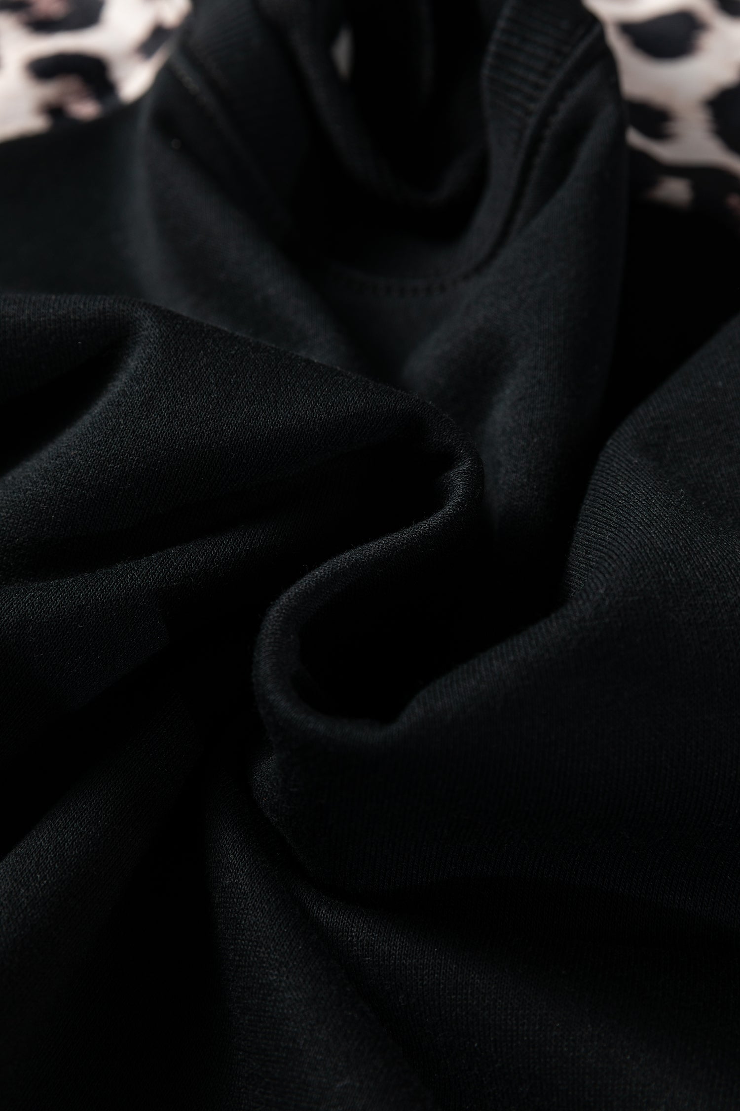 Black Leopard Print Patchwork Varsity Raglan Sleeve Sweatshirt Dress-TOPS / DRESSES-[Adult]-[Female]-2022 Online Blue Zone Planet