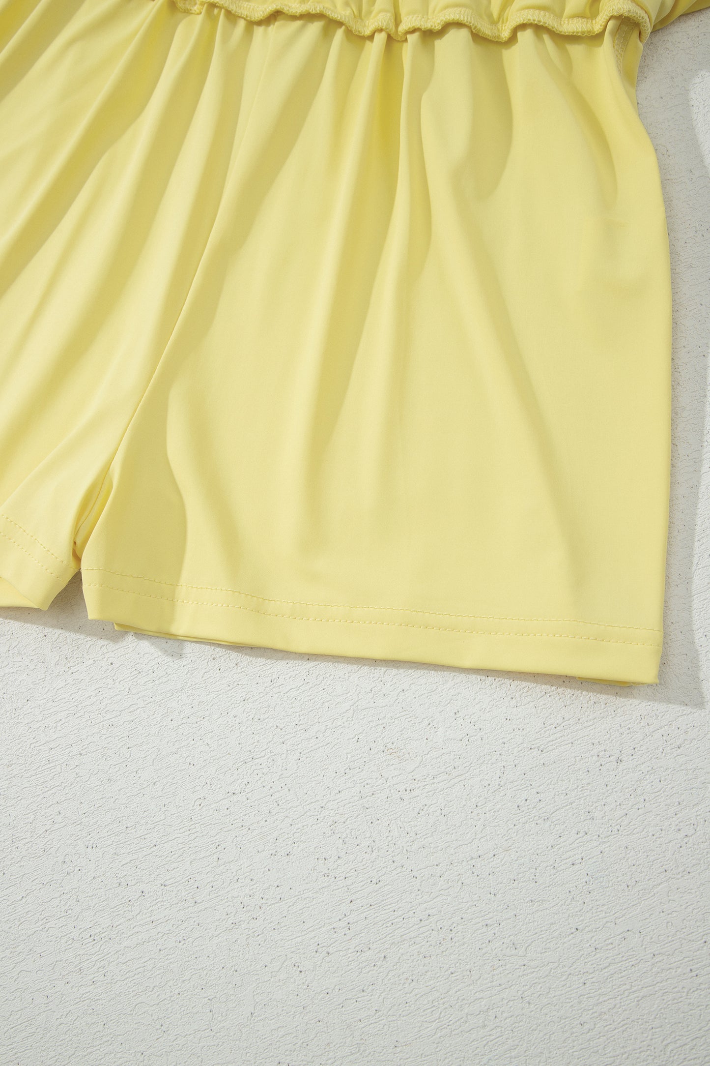 Yellow Cream Drawstring Elastic Waistband Lined Tennis Skorts-Bottoms/Casual Shorts-[Adult]-[Female]-2022 Online Blue Zone Planet