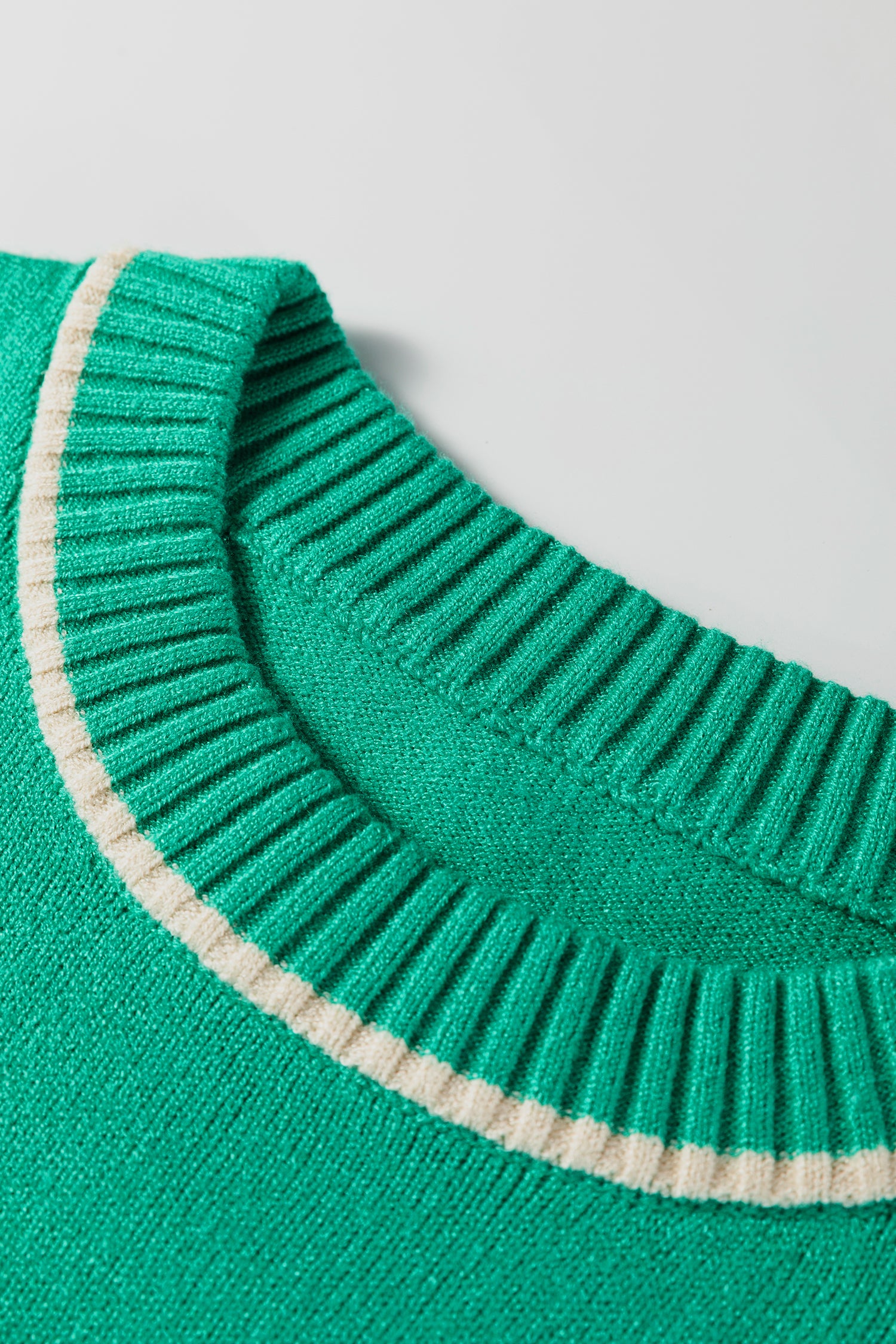 Sea Green Contrast Detail Drop Shoulder Baggy Sweater-TOPS / DRESSES-[Adult]-[Female]-2022 Online Blue Zone Planet