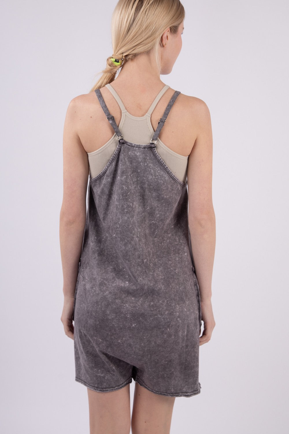 VERY J V-Neck Sleeveless Washed Romper-TOPS / DRESSES-[Adult]-[Female]-2022 Online Blue Zone Planet