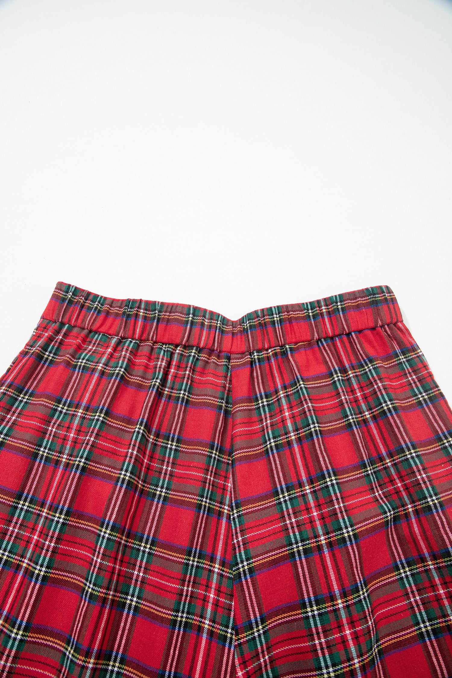 Red Festive Plaid Wide Leg Pull On Pants-TOPS / DRESSES-[Adult]-[Female]-2022 Online Blue Zone Planet