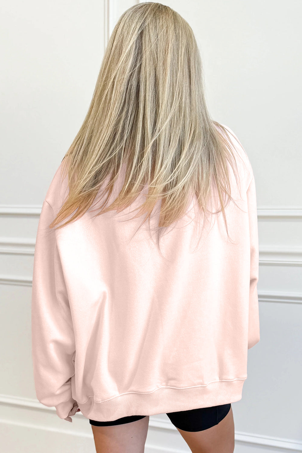 Apricot Pink Oversize Mock Neck Sweatshirt-Tops/Sweatshirts & Hoodies-[Adult]-[Female]-2022 Online Blue Zone Planet