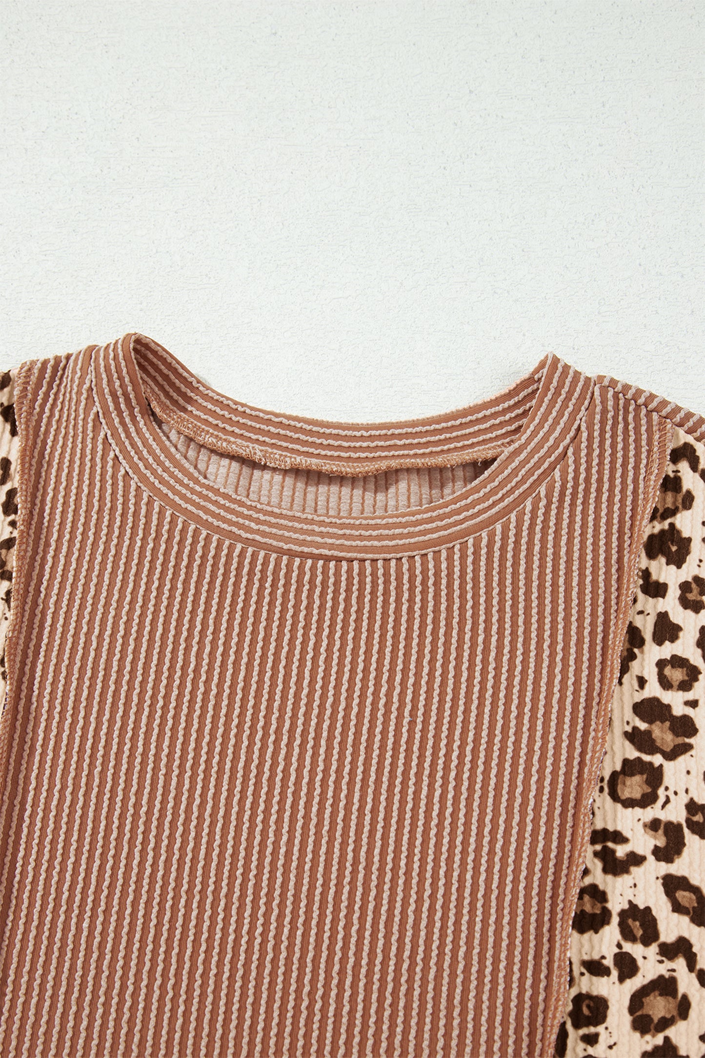 DUNE Leopard Print Colorblock Ribbed Knit Top-Tops/Long Sleeve Tops-[Adult]-[Female]-2022 Online Blue Zone Planet