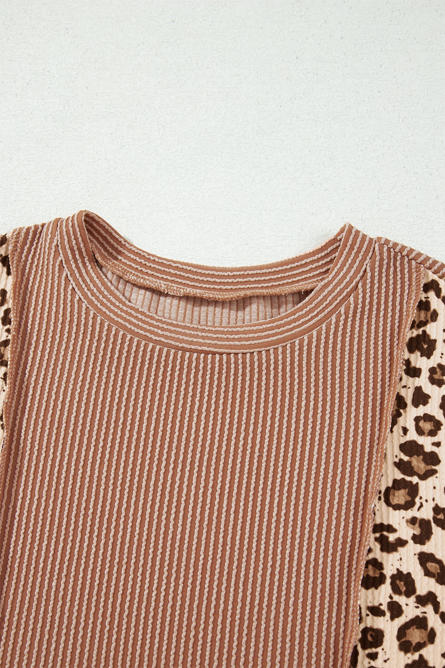 DUNE Leopard Print Colorblock Ribbed Knit Top-Tops/Long Sleeve Tops-[Adult]-[Female]-2022 Online Blue Zone Planet
