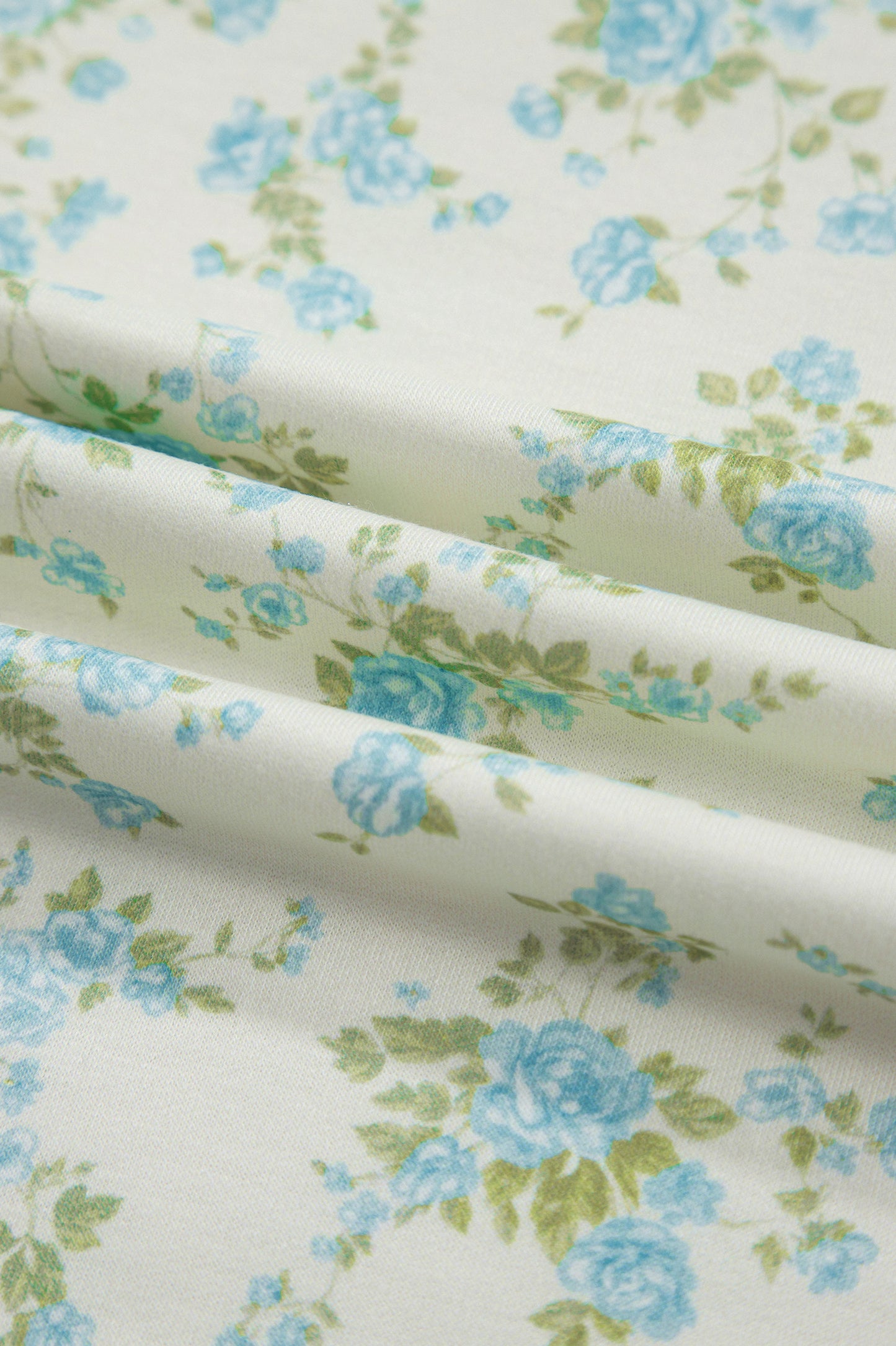 Sky Blue Floral Print Short Sleeve Elastic Waist Pocket Two Piece Set-Two Piece Sets/Short Sets-[Adult]-[Female]-2022 Online Blue Zone Planet