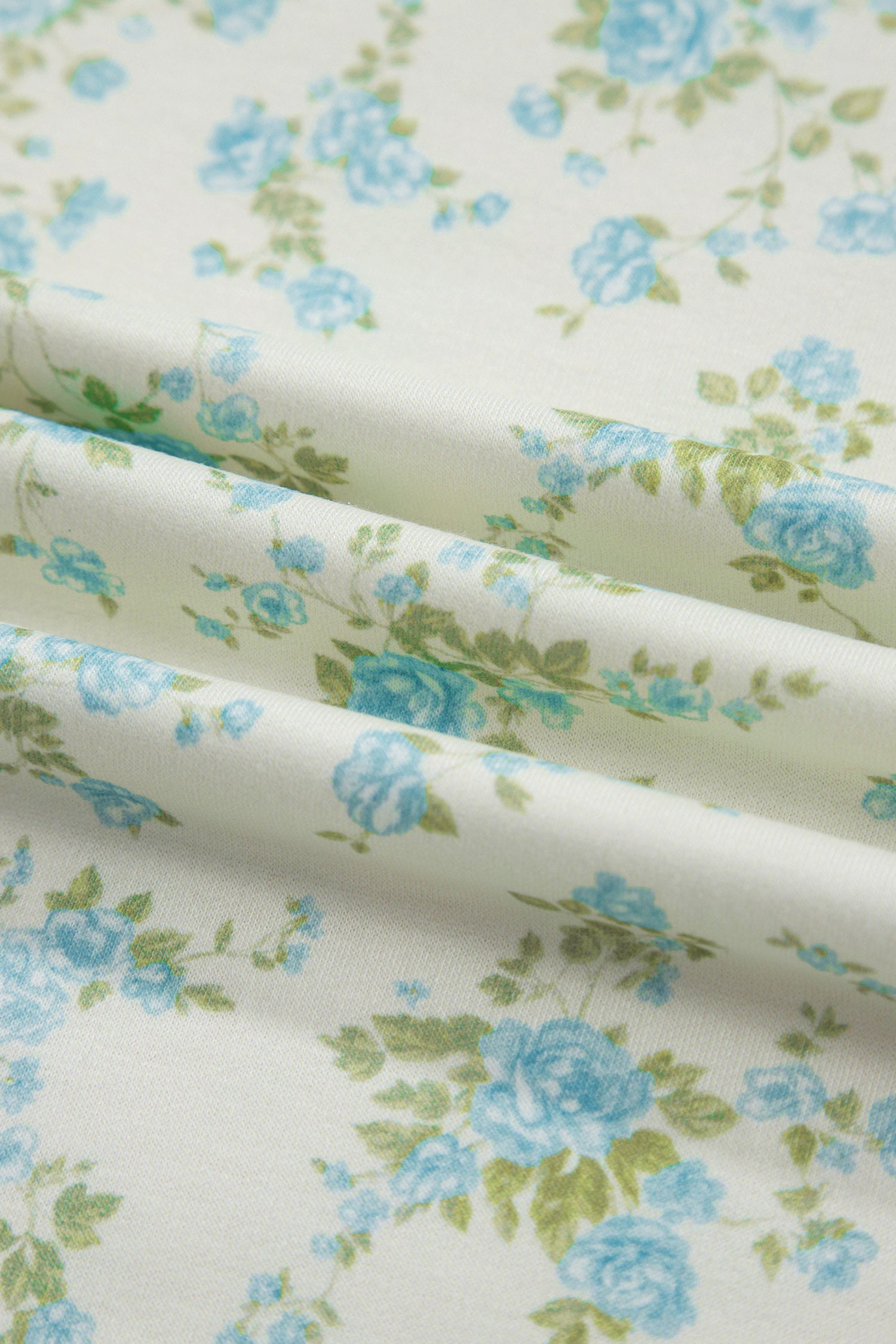Sky Blue Floral Print Short Sleeve Elastic Waist Pocket Two Piece Set-Two Piece Sets/Short Sets-[Adult]-[Female]-2022 Online Blue Zone Planet