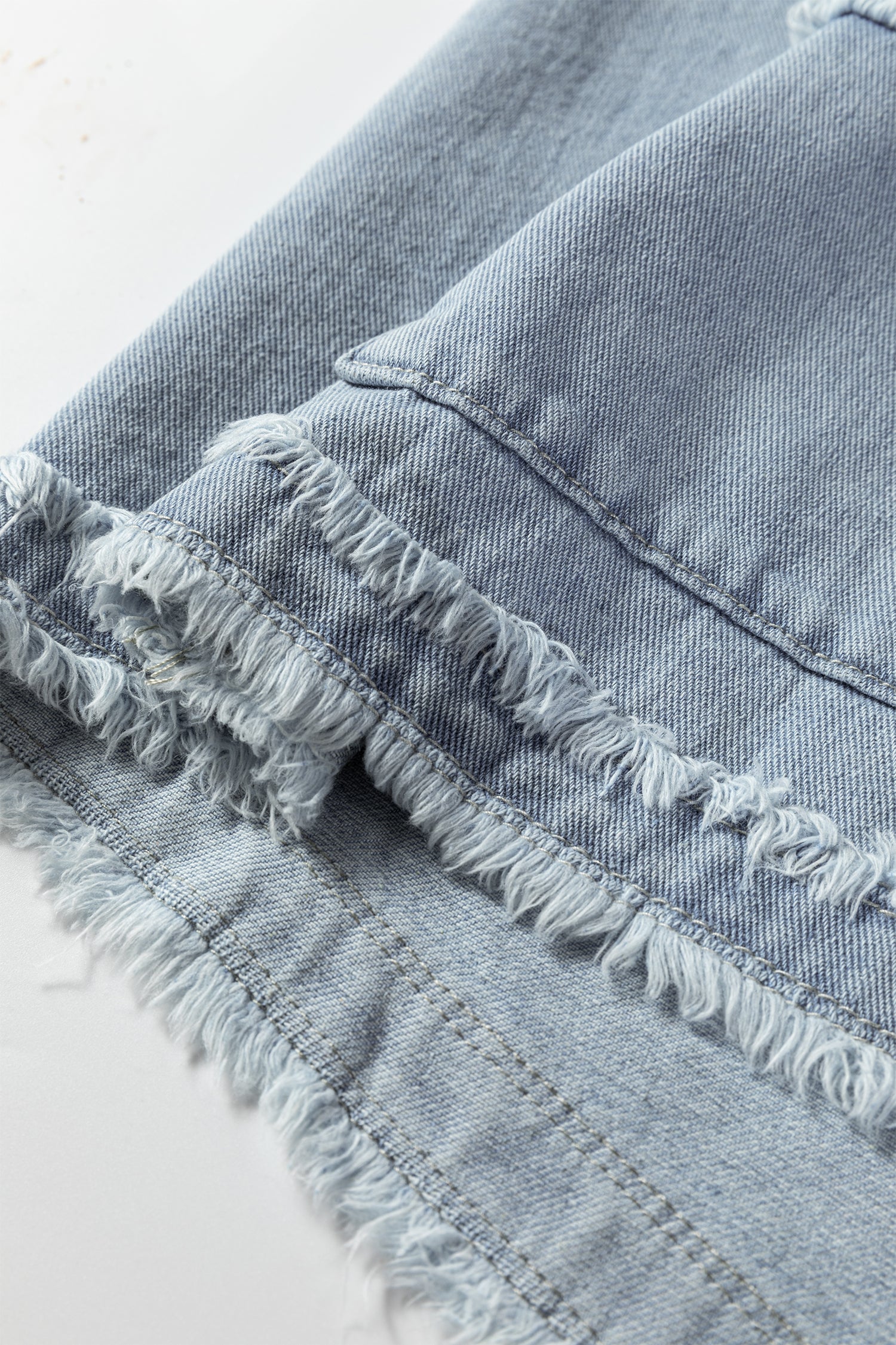 Beau Blue Frayed Edge Flap Pockets Denim Vest Jacket-Outerwear/Vests-[Adult]-[Female]-2022 Online Blue Zone Planet