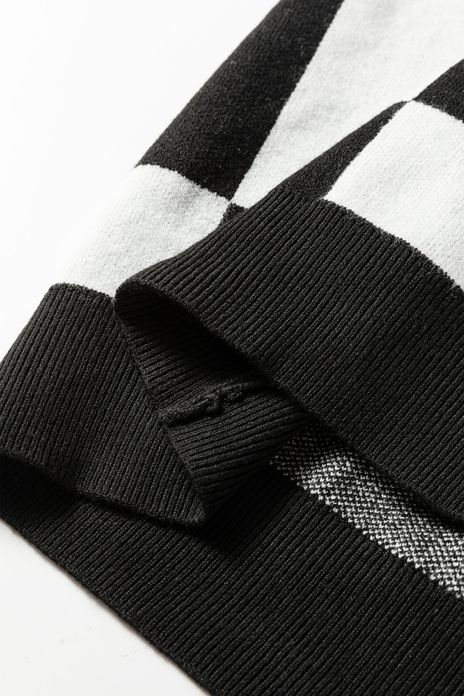 Black Checkered Pattern Loose Drop Shoulder Half Sleeve Sweater-TOPS / DRESSES-[Adult]-[Female]-2022 Online Blue Zone Planet