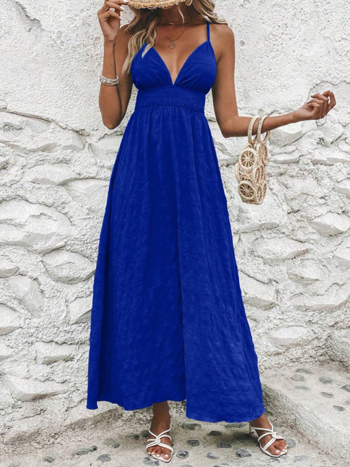 Blue Zone Planet | Crisscross V-Neck Maxi Cami Dress-TOPS / DRESSES-[Adult]-[Female]-2022 Online Blue Zone Planet