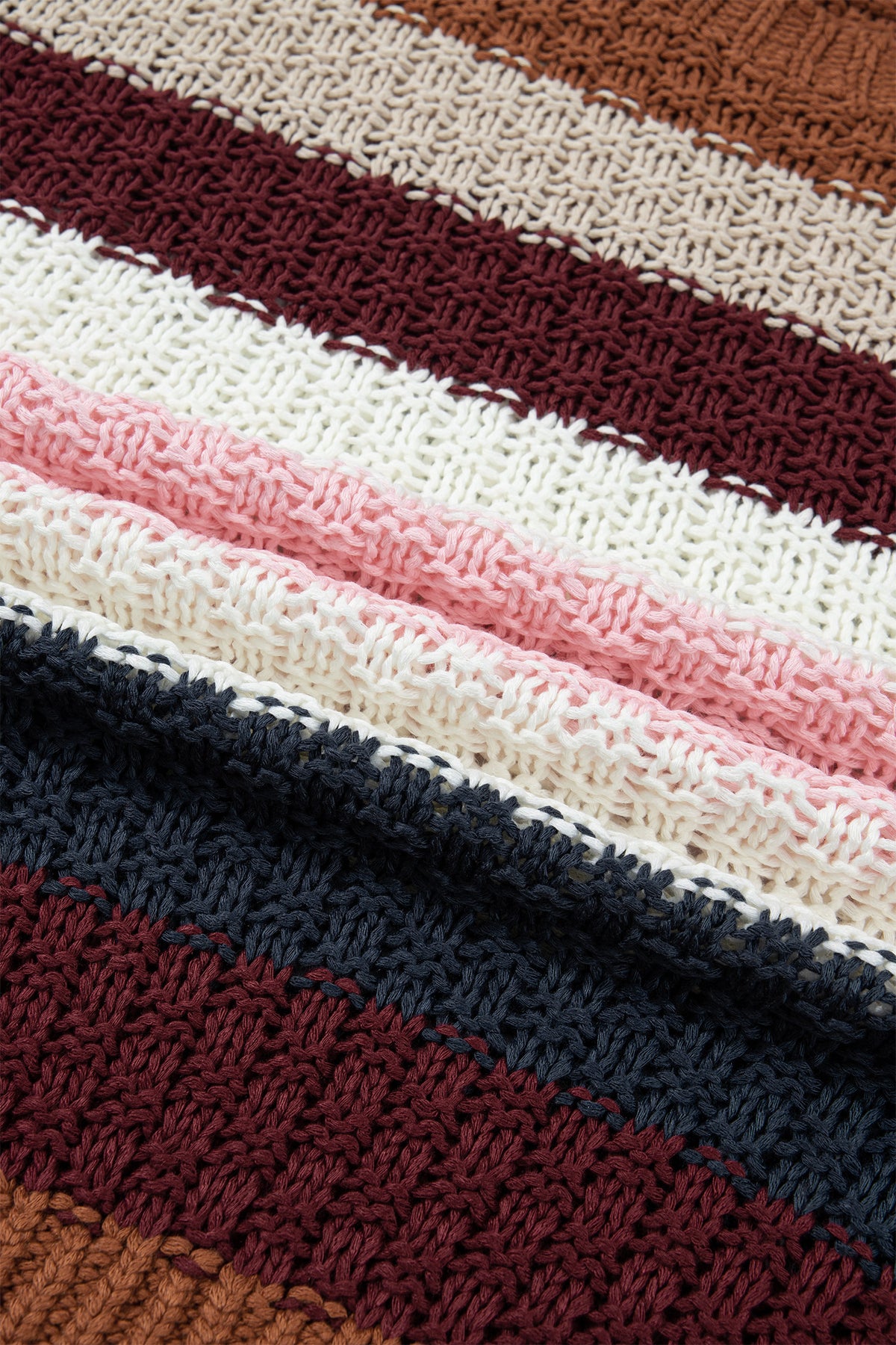 Multicolour Striped Knit Dropped Shoulder Round Neck Pullover Sweater-Sweaters & Cardigans/Sweaters-[Adult]-[Female]-2022 Online Blue Zone Planet
