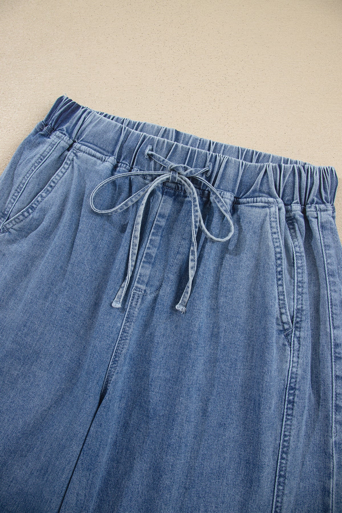 Dusk Blue Elastic Waist Harem Ankle Length Jeans