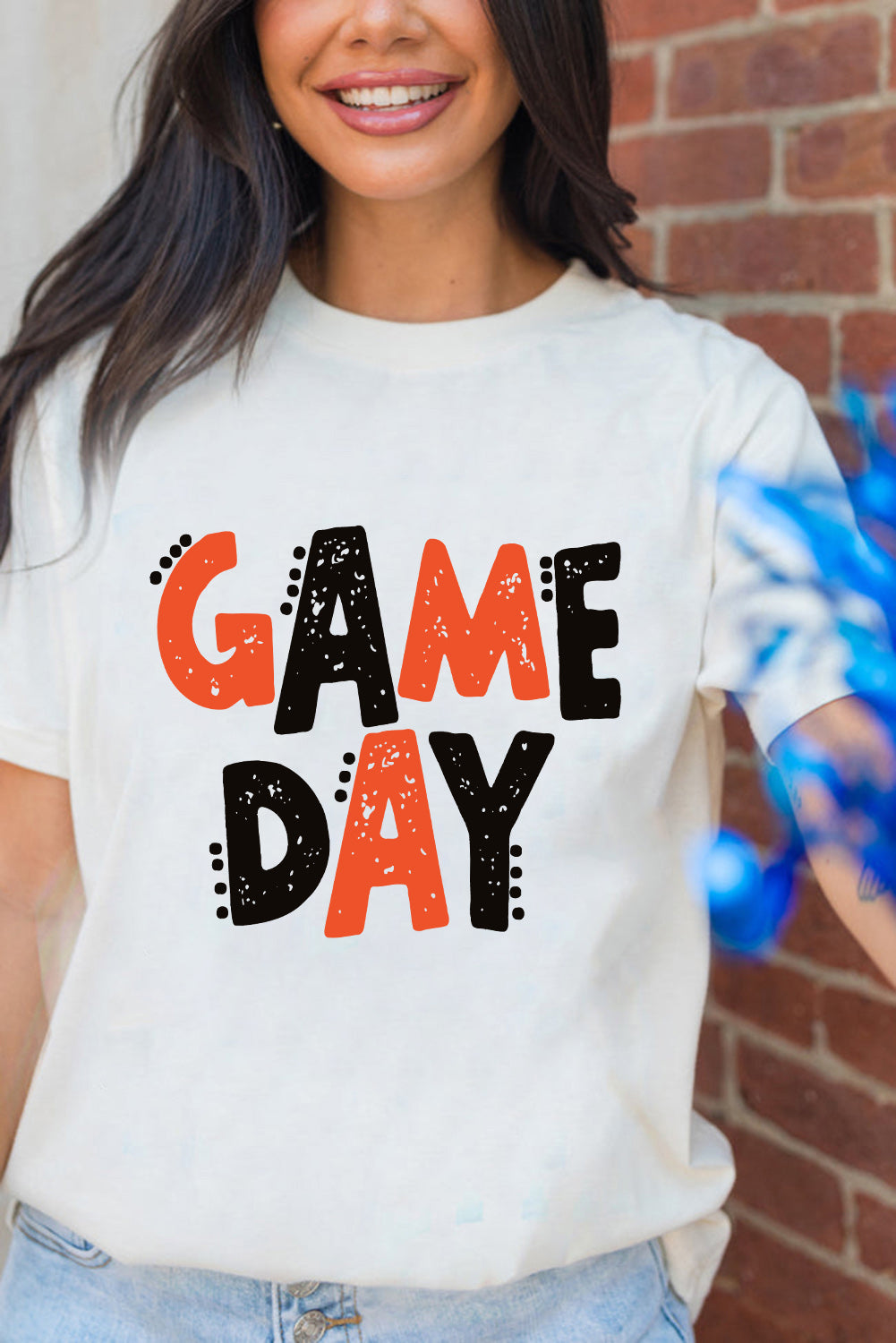 White GAME DAY Funny Letter Printed Casual Tee-Graphic/Graphic Tees-[Adult]-[Female]-2022 Online Blue Zone Planet