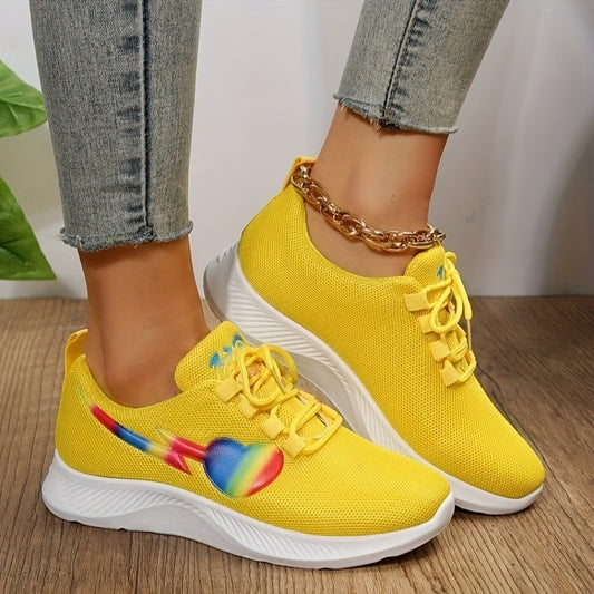 Blue Zone Planet | Mesh Lace-Up Sneakers-SNEAKERS-[Adult]-[Female]-Yellow-36(US5)-2022 Online Blue Zone Planet