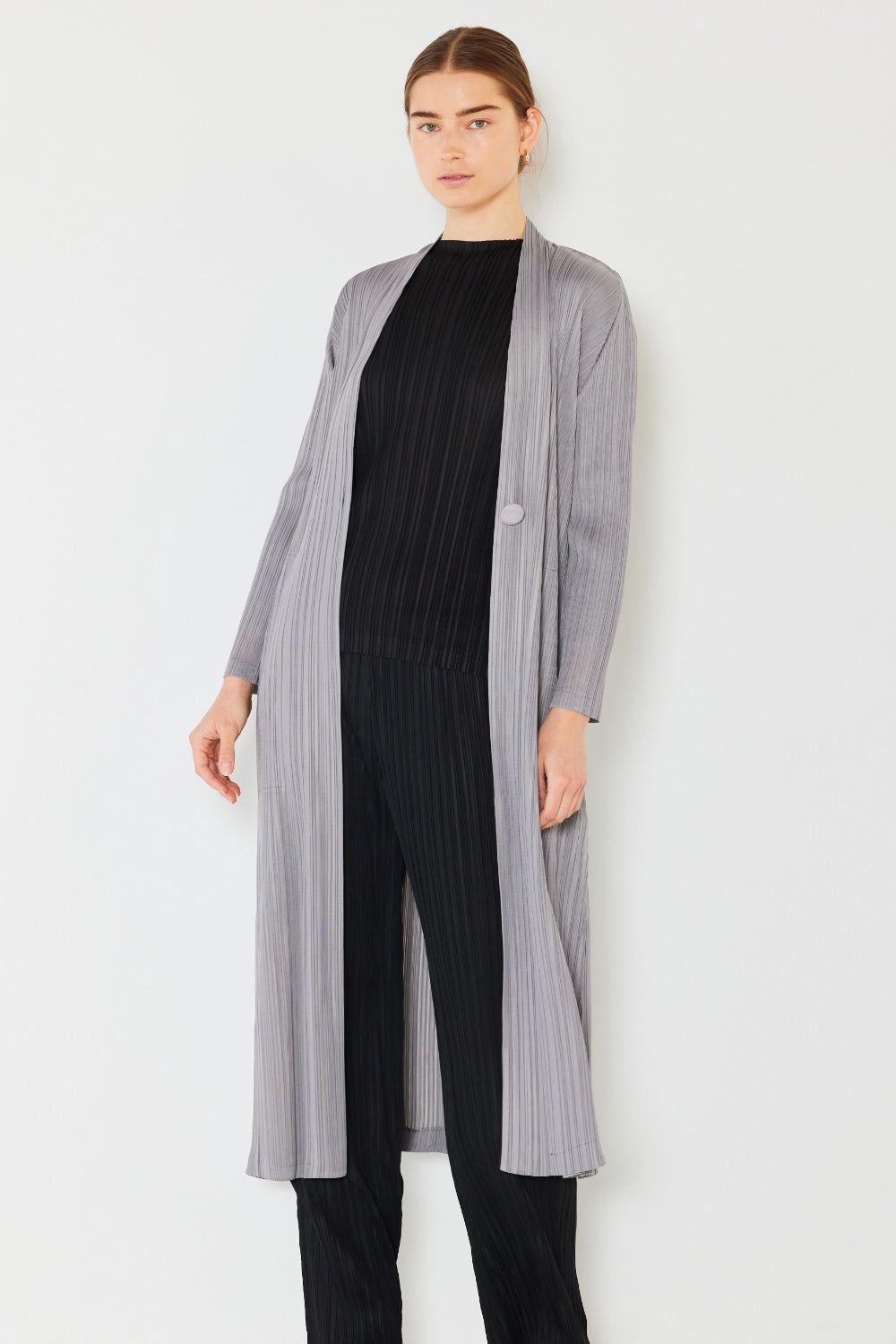 Blue Zone Planet | Marina West Swim Pleated Long Sleeve Cardigan-TOPS / DRESSES-[Adult]-[Female]-Gray-S/M-2022 Online Blue Zone Planet