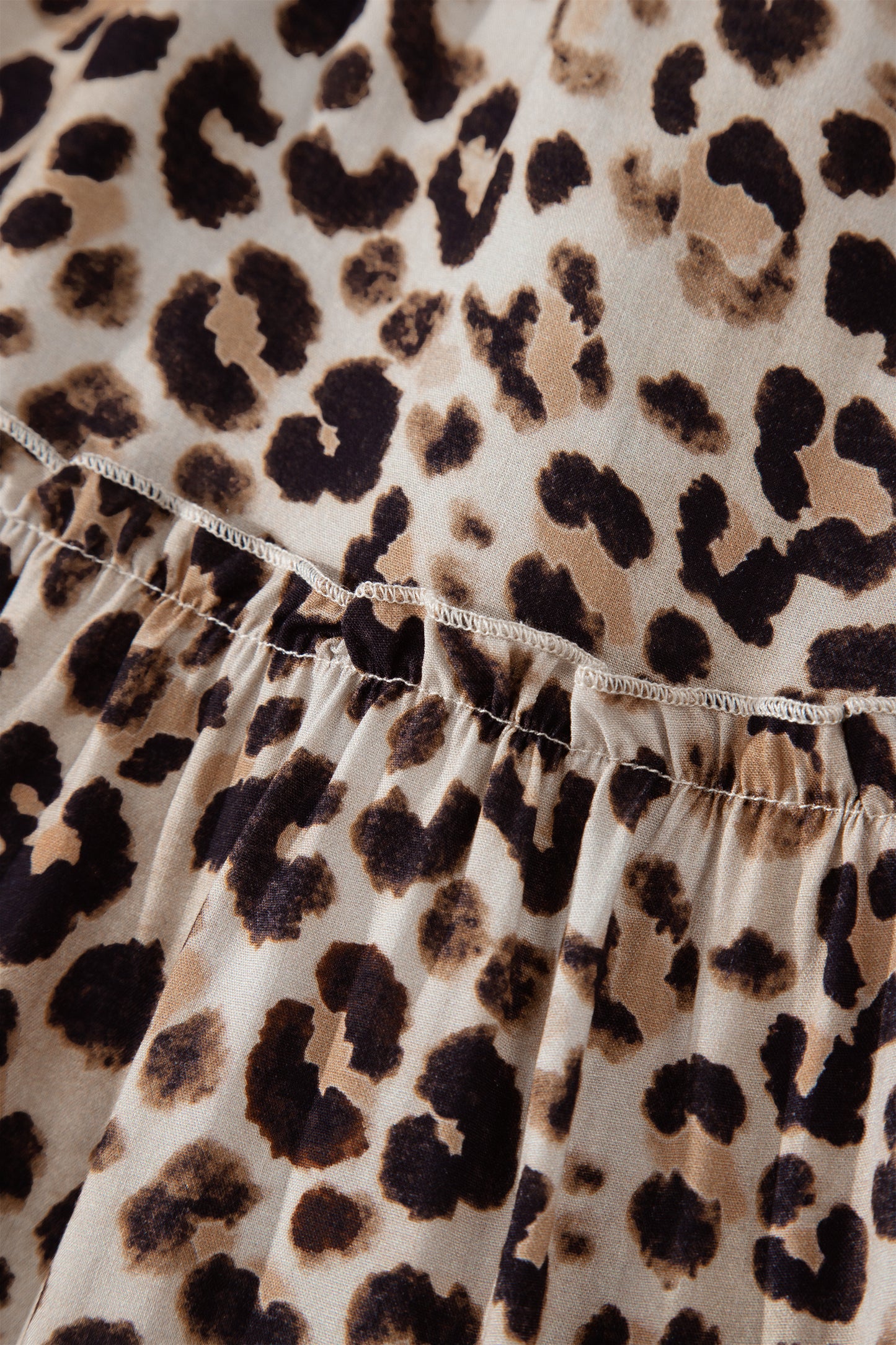Brown Ruffled Straps Smocked Tiered Leopard Maxi Dress-TOPS / DRESSES-[Adult]-[Female]-2022 Online Blue Zone Planet