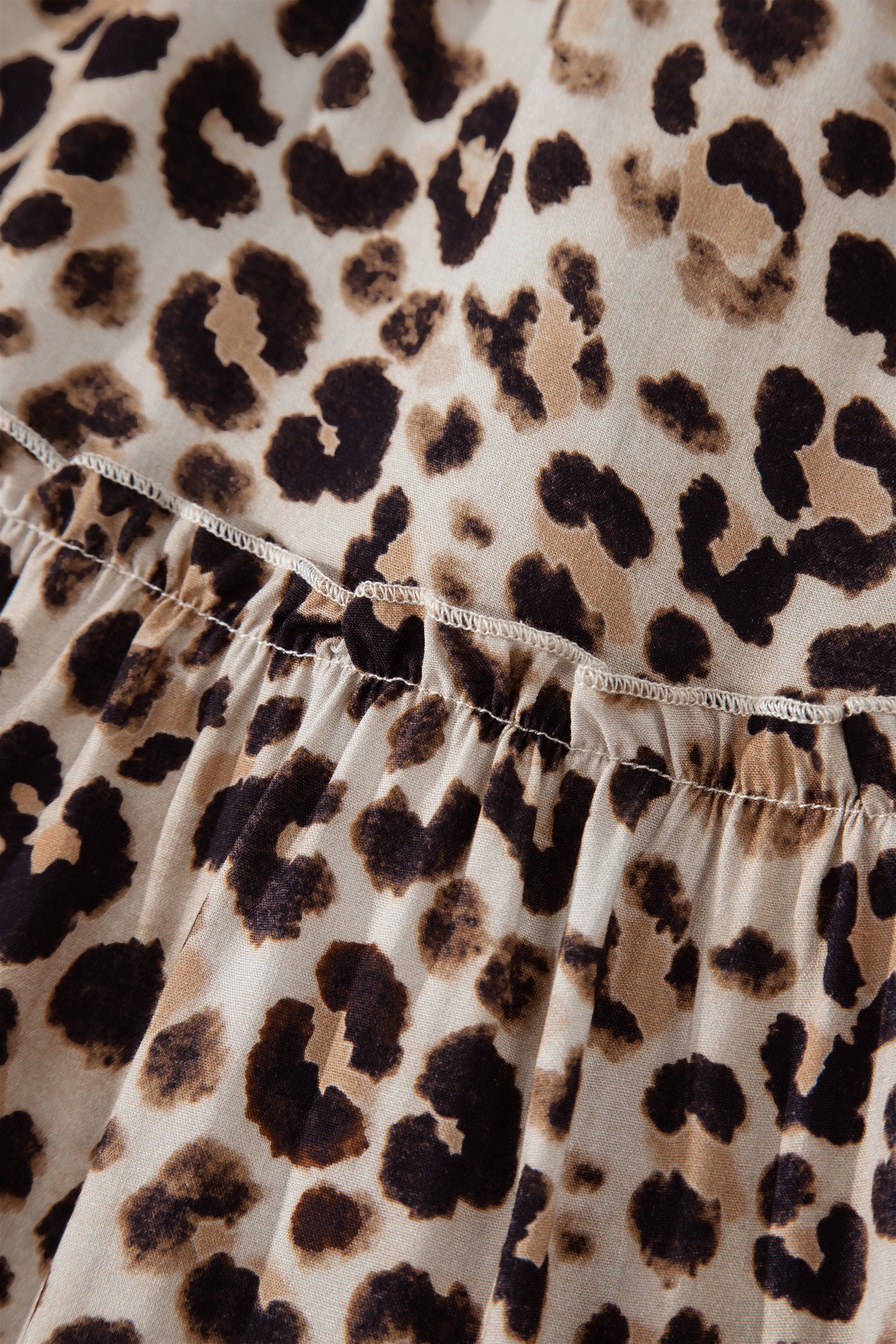 Brown Ruffled Straps Smocked Tiered Leopard Maxi Dress-TOPS / DRESSES-[Adult]-[Female]-2022 Online Blue Zone Planet