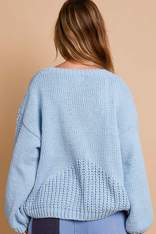 POL Crochet Flower Round Neck Dropped Shoulder Sweater-TOPS / DRESSES-[Adult]-[Female]-2022 Online Blue Zone Planet