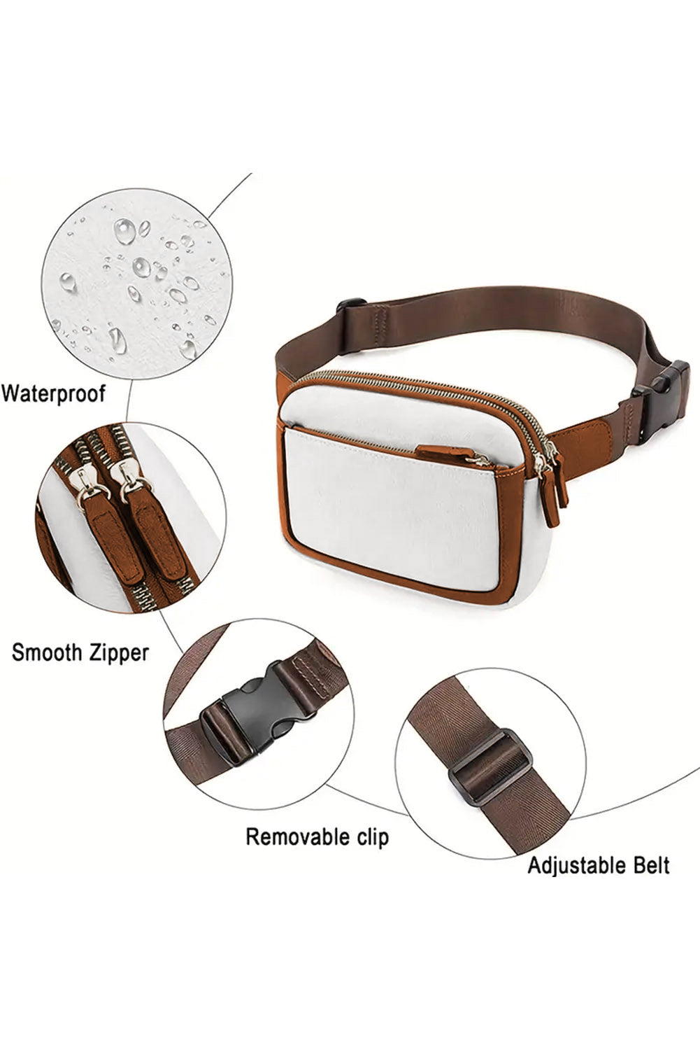 White Adjustable Strap Mini PU Leather Crossbody Bag-Shoes & Bags/Crossbody Bags-[Adult]-[Female]-2022 Online Blue Zone Planet