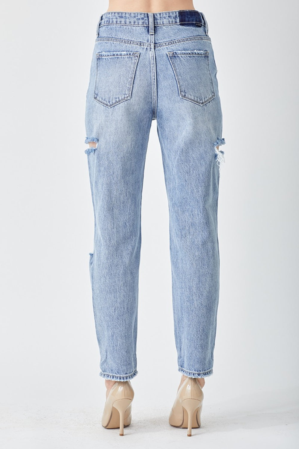 Blue Zone Planet | RISEN Distressed Slim Cropped Jeans-BOTTOMS SIZES SMALL MEDIUM LARGE-[Adult]-[Female]-2022 Online Blue Zone Planet