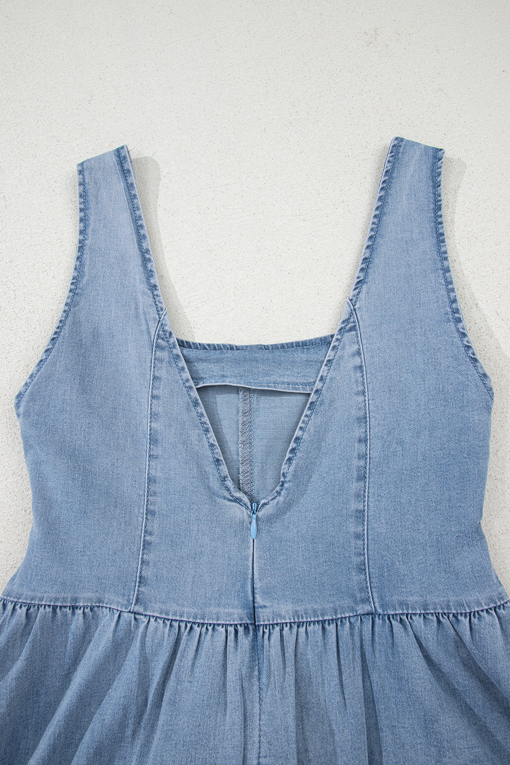 Myosotis Square Neck Bowknot A-line Sleeveless Denim Dress-TOPS / DRESSES-[Adult]-[Female]-2022 Online Blue Zone Planet