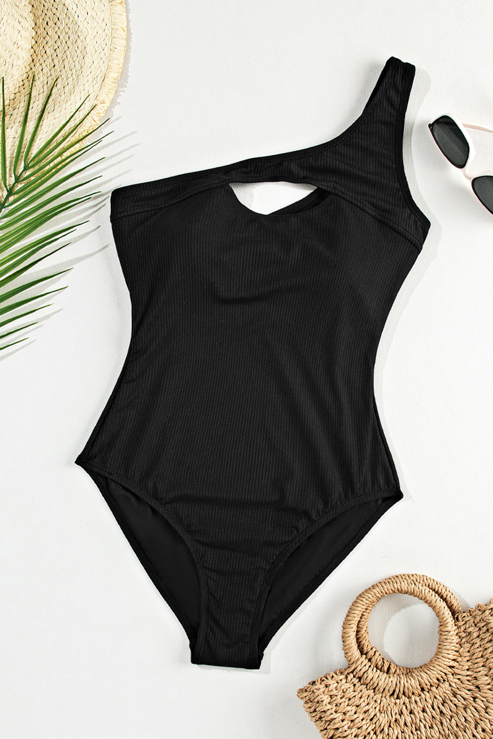 Cutout One Shoulder Sleeveless One-Piece Swimwear-TOPS / DRESSES-[Adult]-[Female]-2022 Online Blue Zone Planet