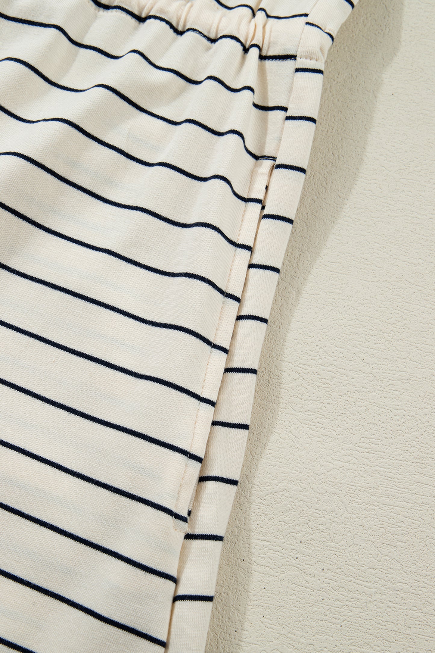 Beige Stripe Drawstring Tunic Tank Mini Dress with Pockets-TOPS / DRESSES-[Adult]-[Female]-2022 Online Blue Zone Planet