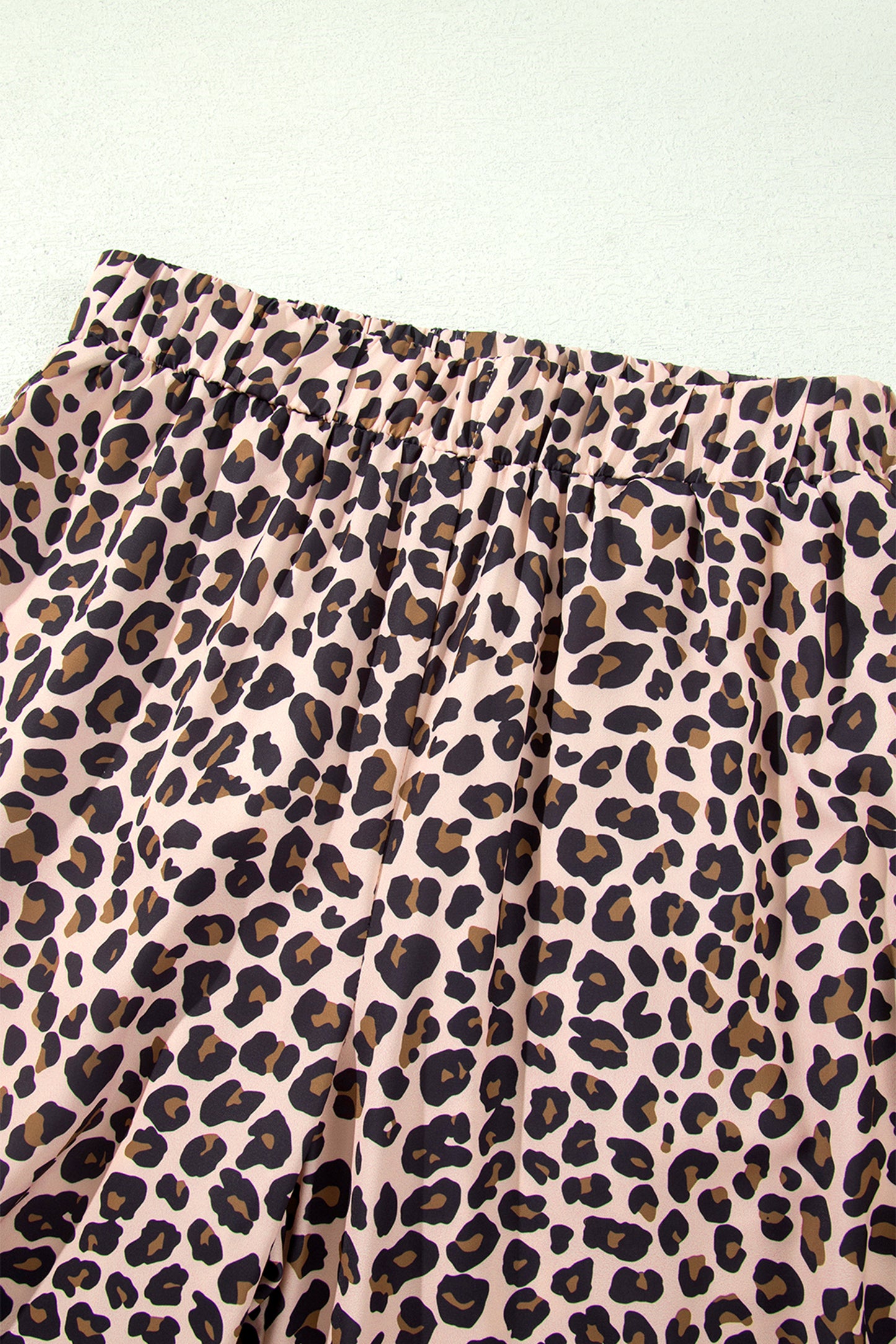 Beige Leopard Print Side Striped Detail Casual Wide Leg Pants-Bottoms/Pants & Culotte-[Adult]-[Female]-2022 Online Blue Zone Planet