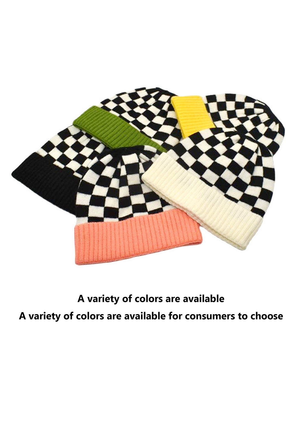 Blue Zone Planet | Spinach Green Checkered Color Block Unisex Winter Beanie Hat-BEANIES-[Adult]-[Female]-Spinach Green-ONE SIZE-2022 Online Blue Zone Planet