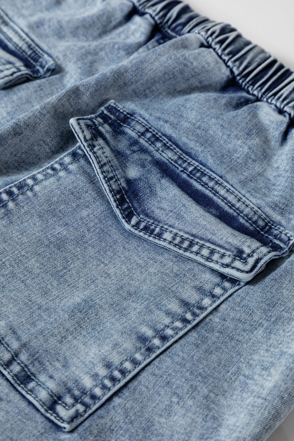 Ashleigh Blue Acid Wash Exposed Seam Drawstring High Waist Jeans-Bottoms/Jeans-[Adult]-[Female]-2022 Online Blue Zone Planet
