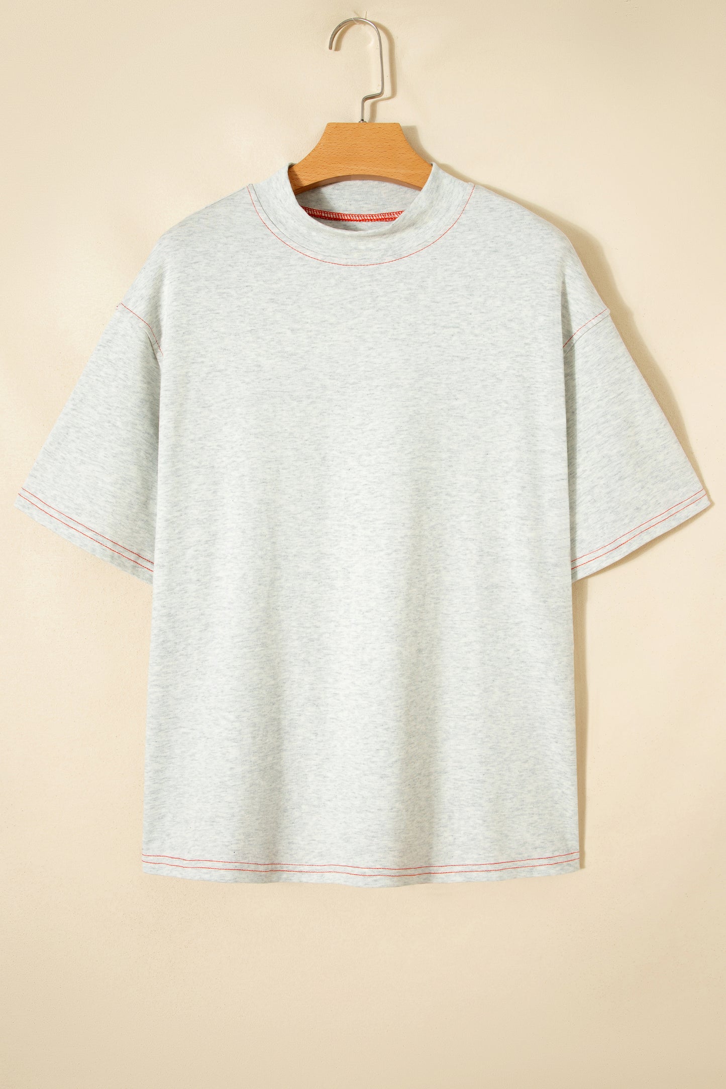 Light Grey Reversible Contrast-Stitched T-Shirt-Tops/Tops & Tees-[Adult]-[Female]-2022 Online Blue Zone Planet