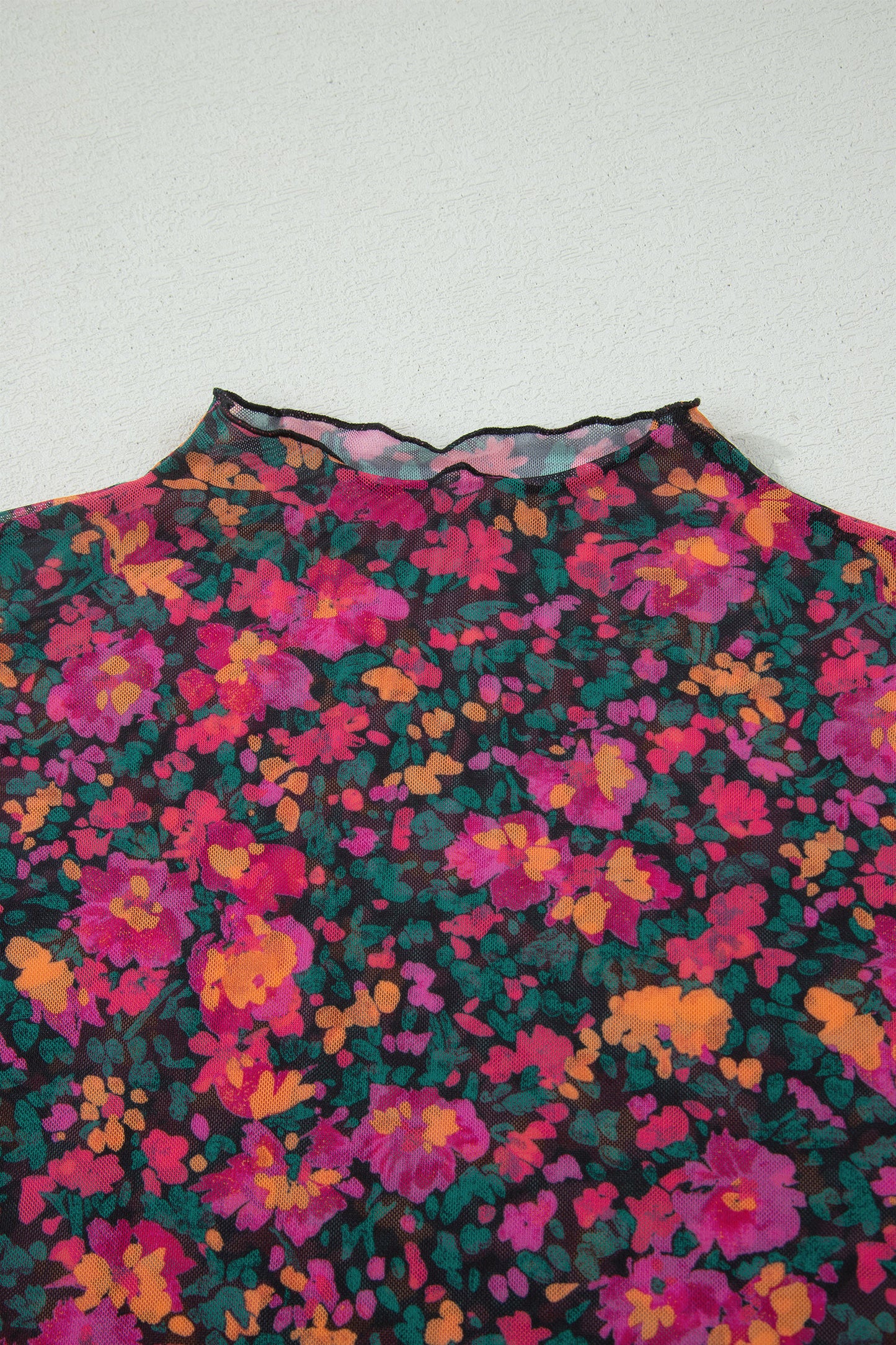 Rose Plus Size Floral Mesh Short Sleeve Top-Plus Size/Plus Size Tops/Plus Size Tops & Tees-[Adult]-[Female]-2022 Online Blue Zone Planet
