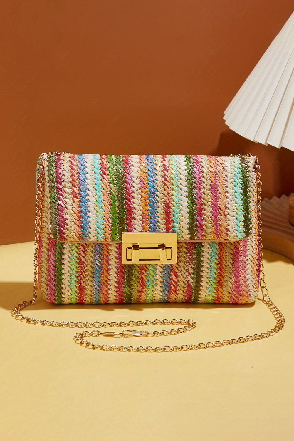 Strawberry Pink Striped Crochet Flapped Single Shoulder Bag-Shoulder Bag-[Adult]-[Female]-Strawberry Pink-ONE SIZE-2022 Online Blue Zone Planet