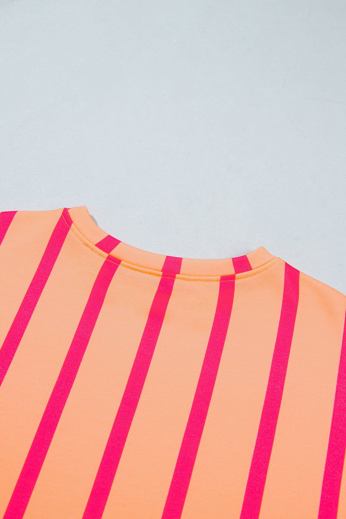 Pink Stripe Dropped Shoulder Round Neck Casual Sweatshirt-Tops/Sweatshirts & Hoodies-[Adult]-[Female]-2022 Online Blue Zone Planet