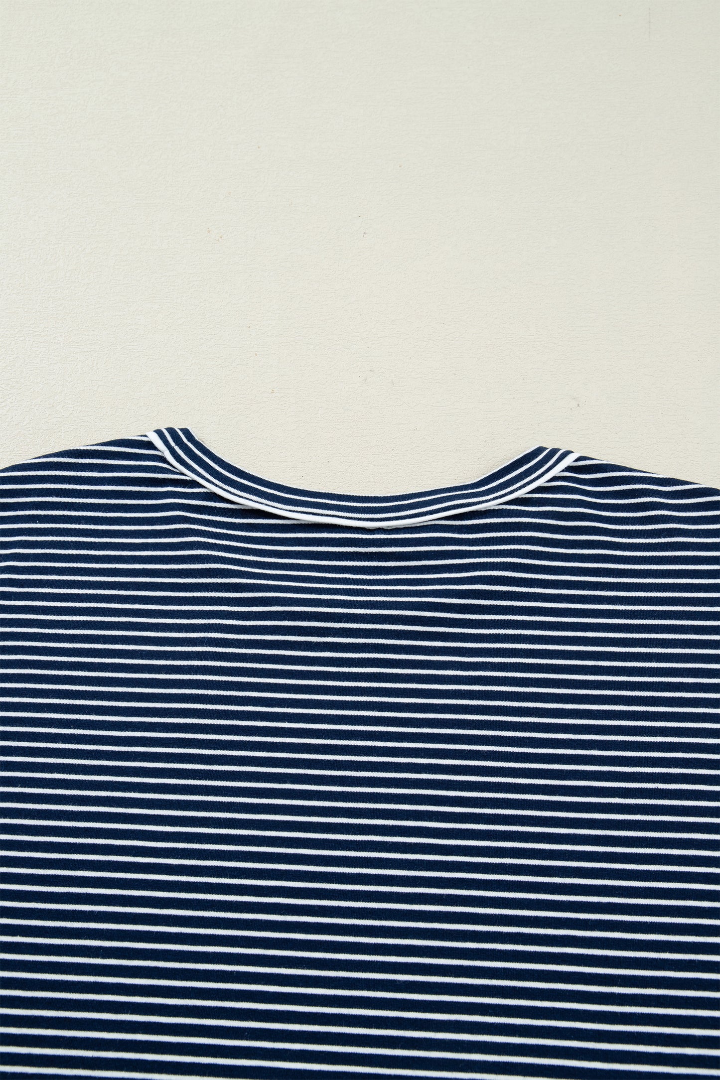 Blue Stripe Drop Shoulder Round Neck Long Sleeve Tee and Buttoned Shorts 2pcs Lounge Set-Loungewear & Sleepwear/Loungewear-[Adult]-[Female]-2022 Online Blue Zone Planet