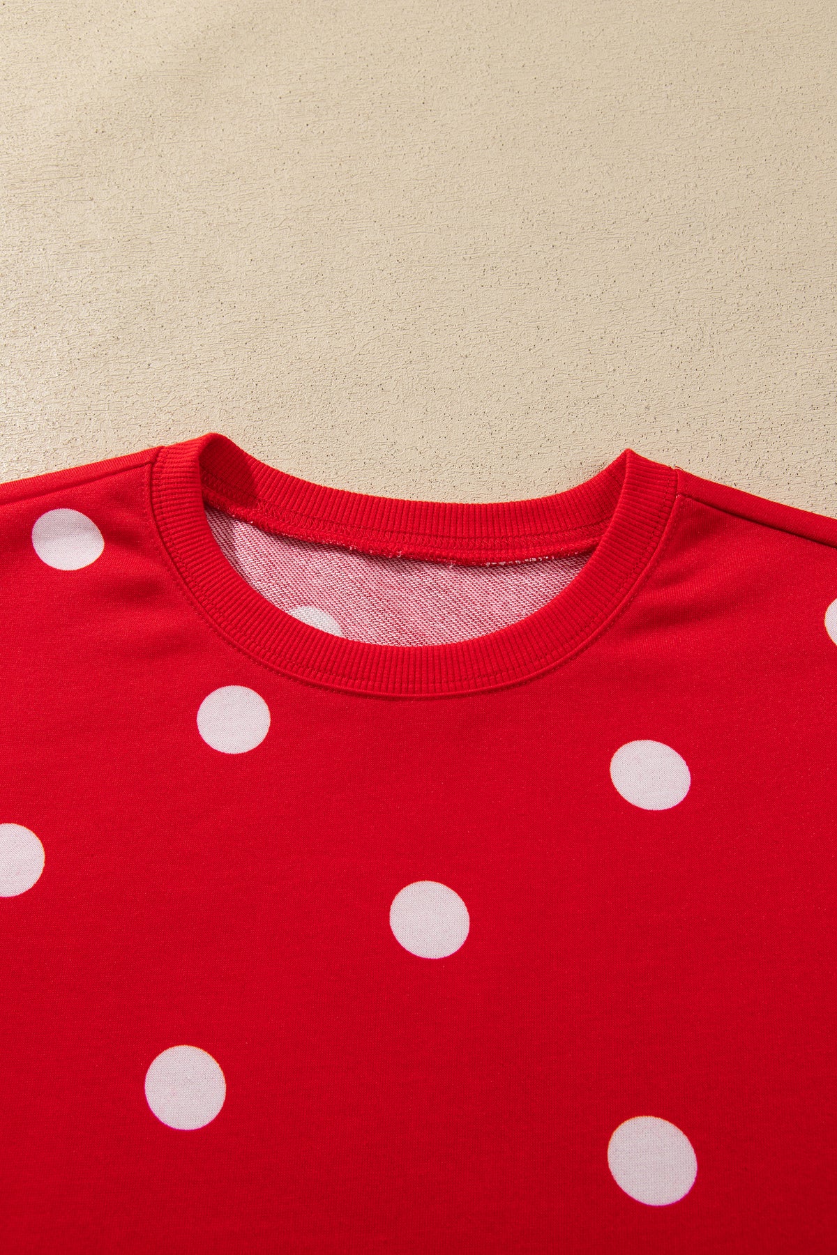 Red Polka Dot Raw Hem Relaxed Pullover Loose Skort Two Piece Set-Two Piece Sets/Two Piece Dresses-[Adult]-[Female]-2022 Online Blue Zone Planet